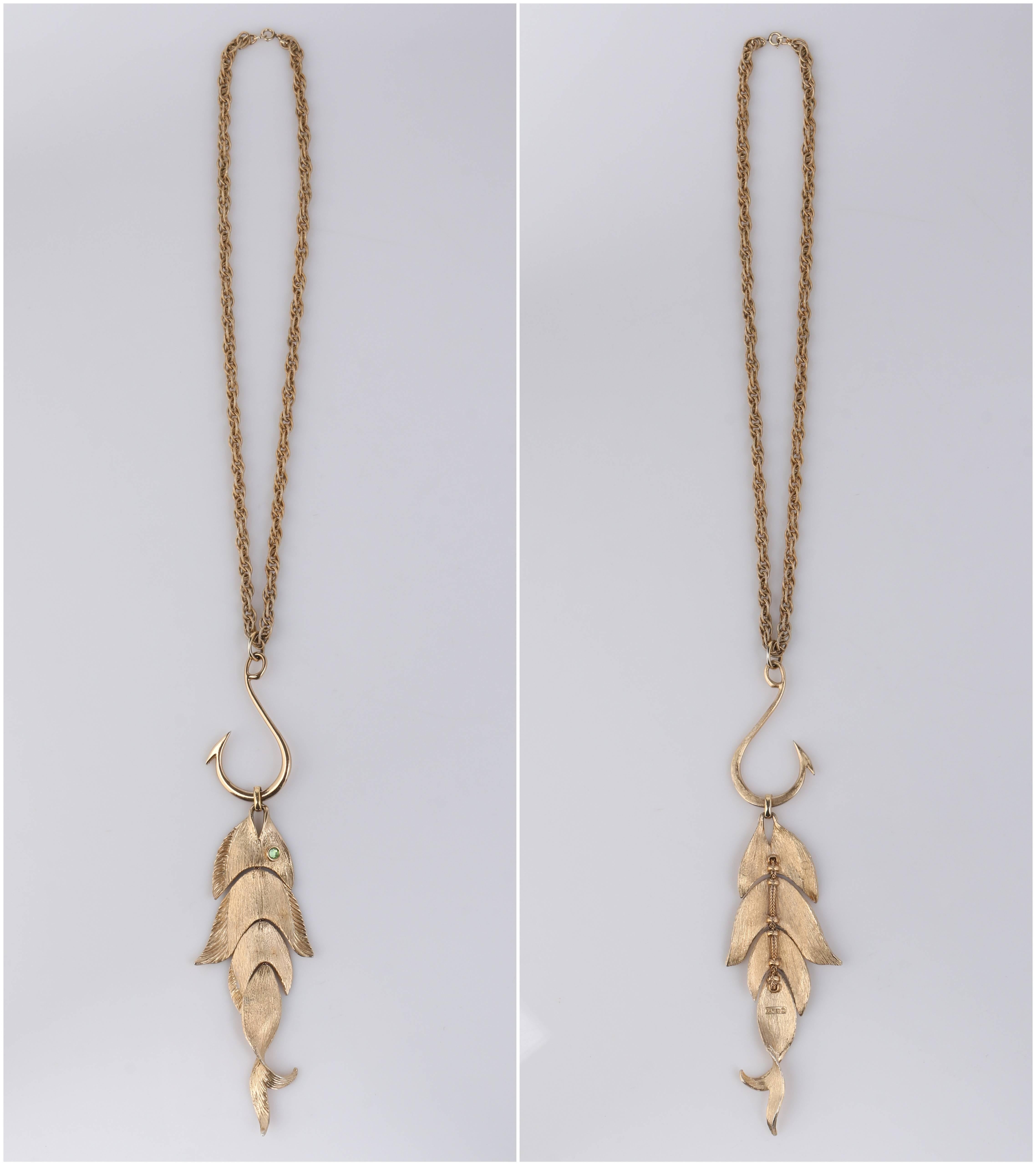 gold fish hook necklace