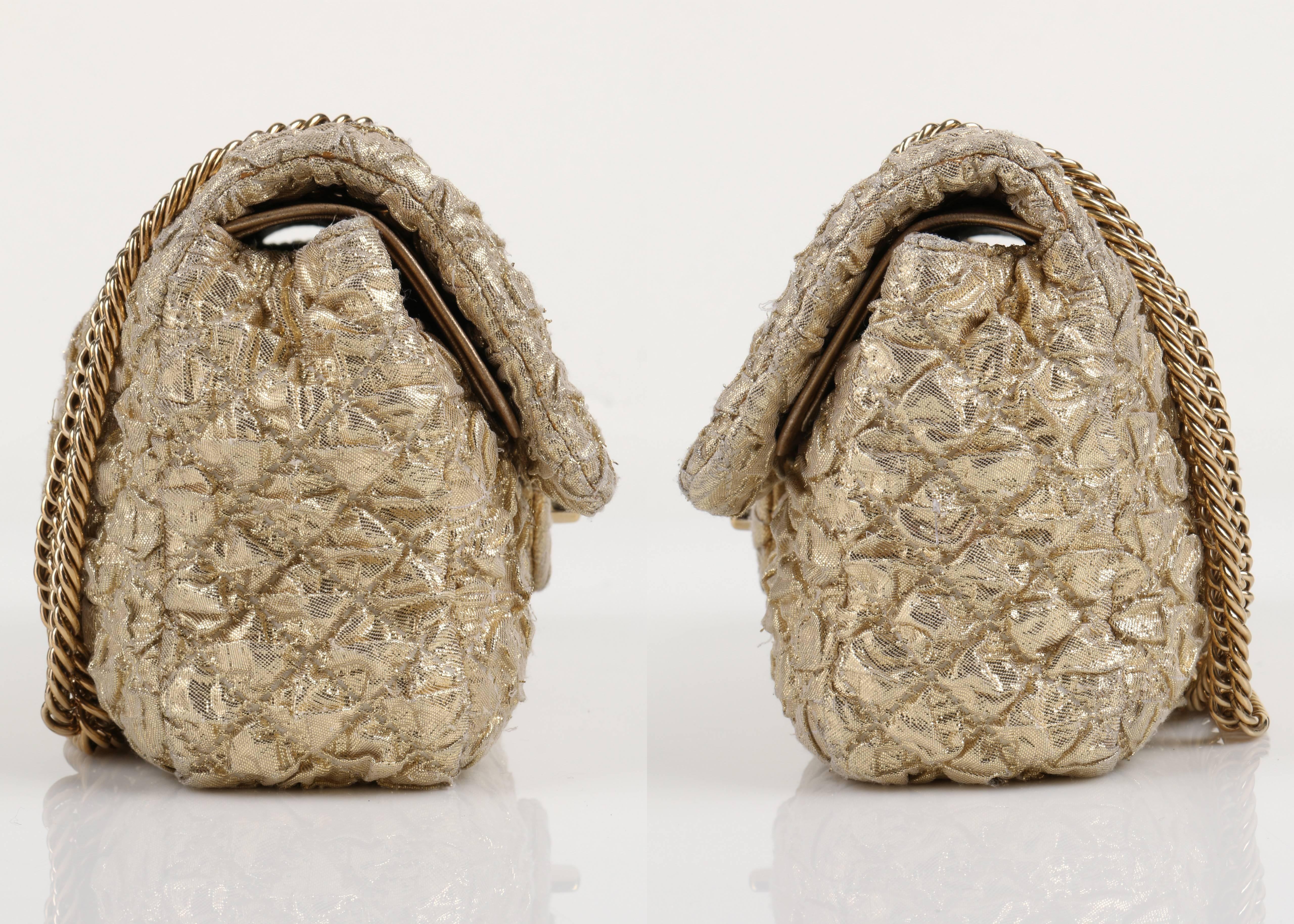 CHANEL Ltd Ed. c.2008 Cruise Gold Lame Quilted 2.55 Double Flap Bag Purse In Excellent Condition In Thiensville, WI