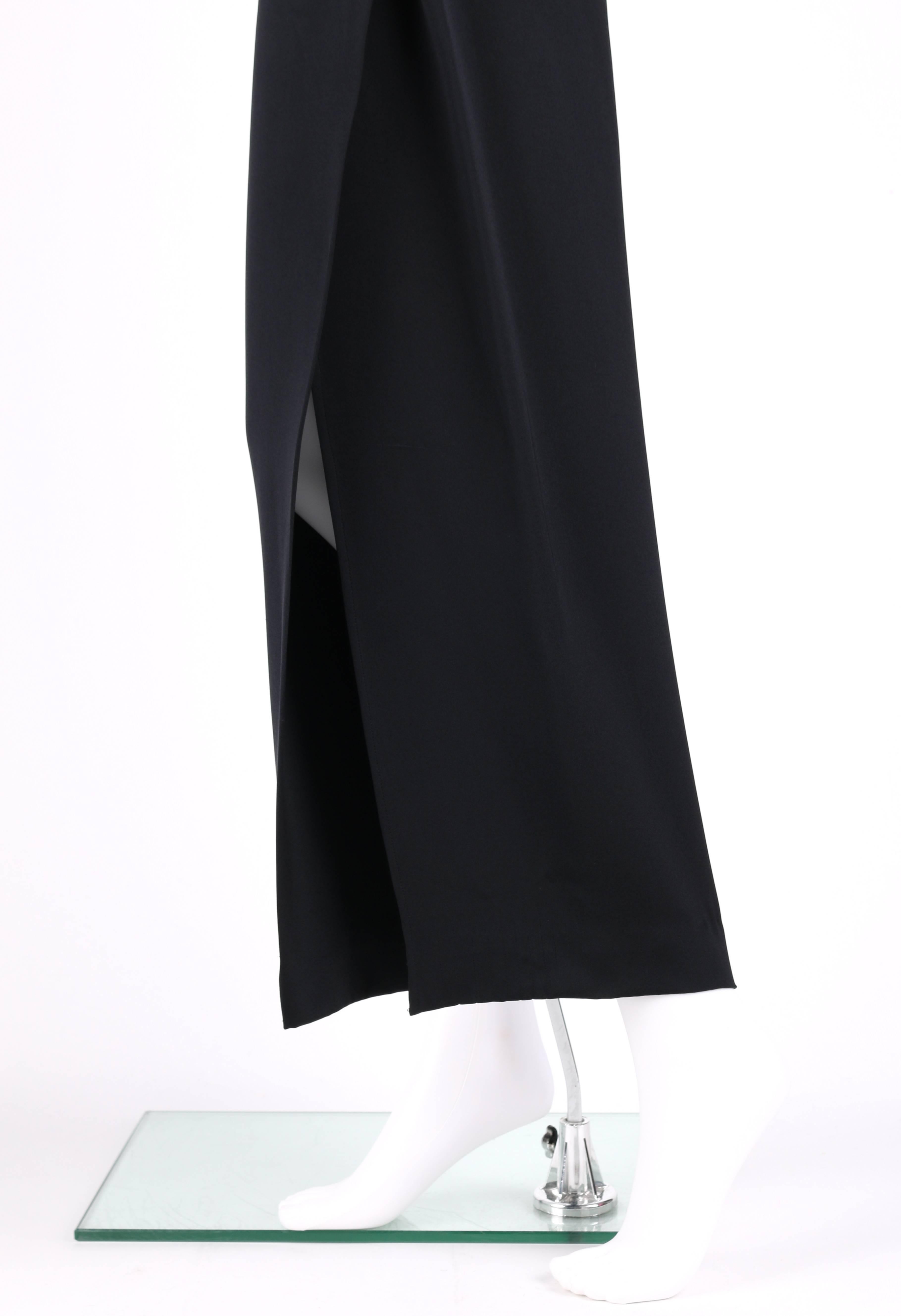 Gianni Versace - Pantalon noir en soie drapé avec jambes ouvertes et fente sur le devant, taille 38, circa 1990 en vente 1