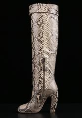 MIU MIU PRADA "ROCCIA" Genuine Python Snakeskin Knee High Heeled Boots Size 36