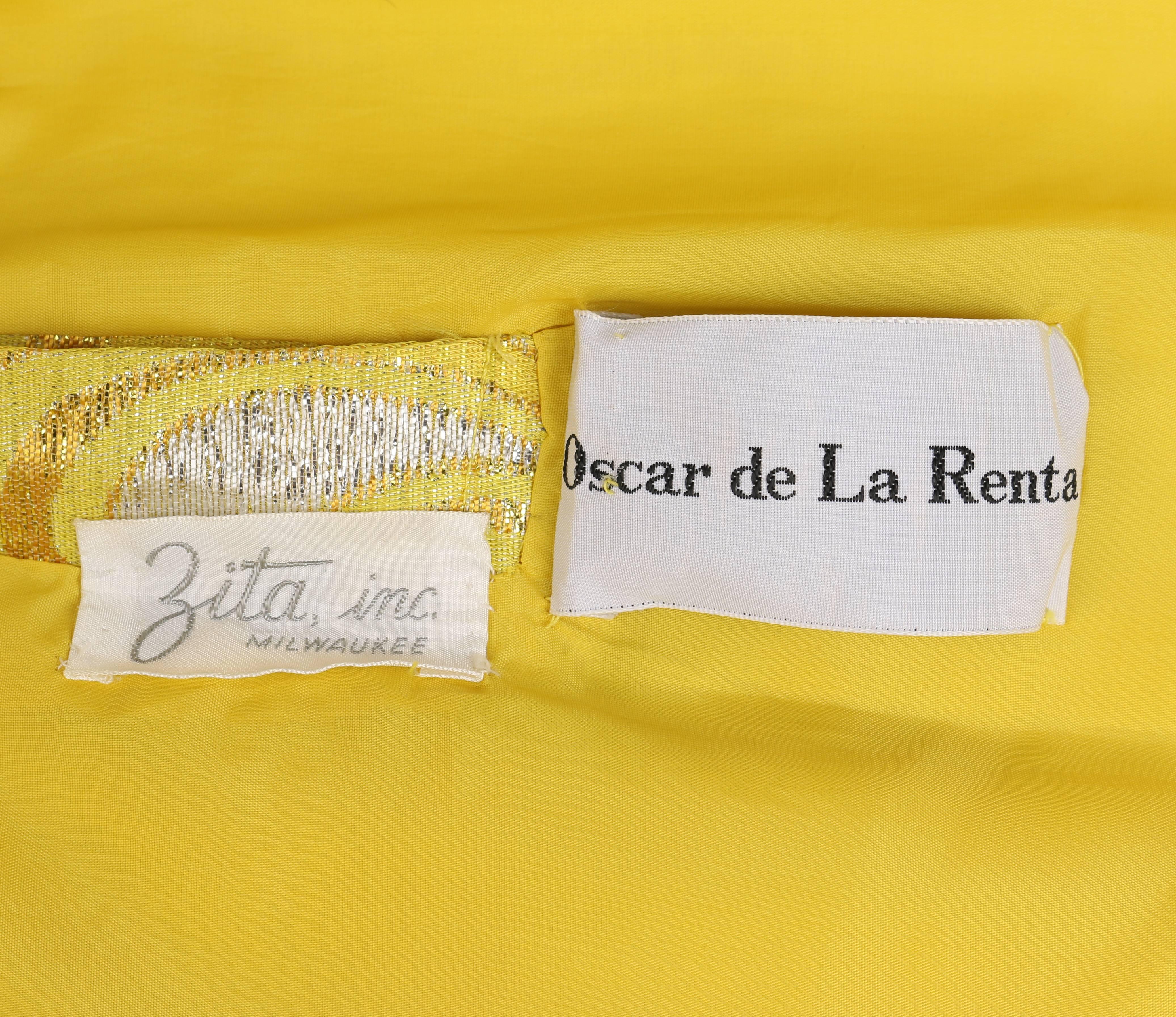 OSCAR de la RENTA c.1968 Yellow Lurex Brocade Silk Beaded Evening Gown Dress 2