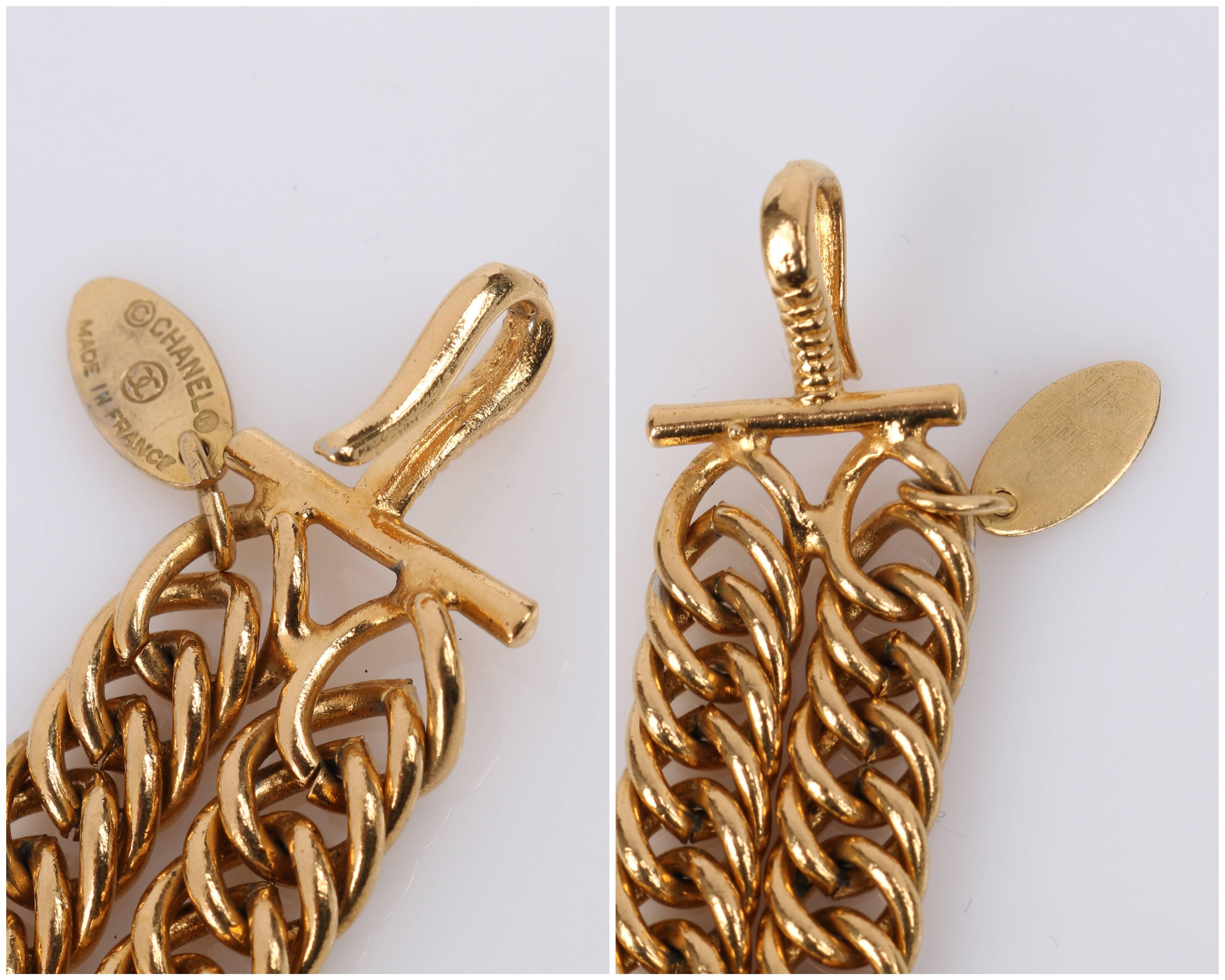 CHANEL 1980s CC Gold France Logo Lion Leo Sun Pendant Chunky Curb Chain Necklace 3