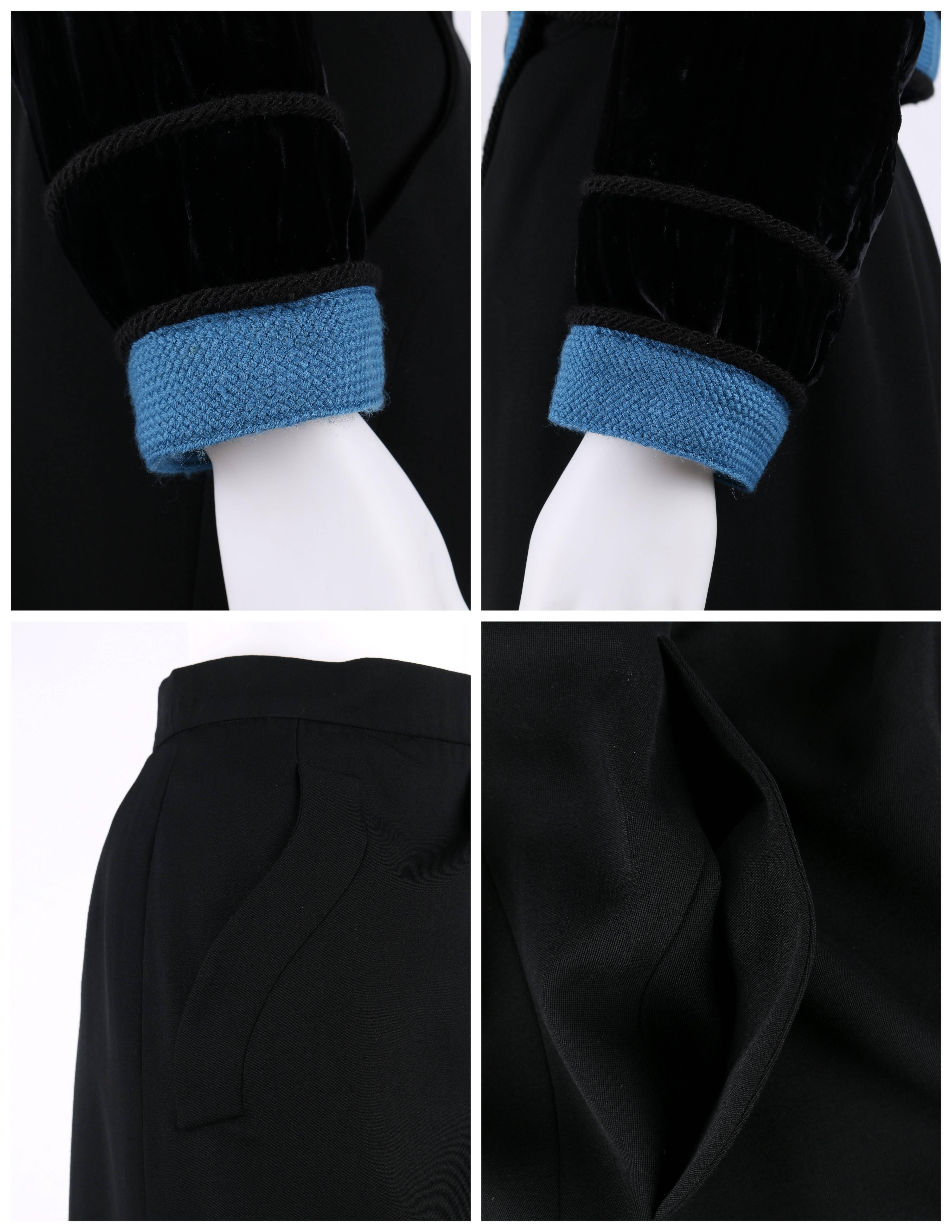 YVES SAINT LAURENT S/S 1990 YSL Black Toreador 2 Piece Velvet Skirt Blazer Suit 3
