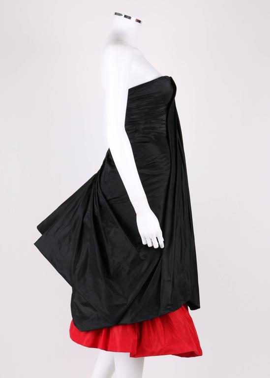 Fabulous 2008 Alexander McQueen Strapless Black Silk Dress w Vibrant Pink Patent Leather Belt