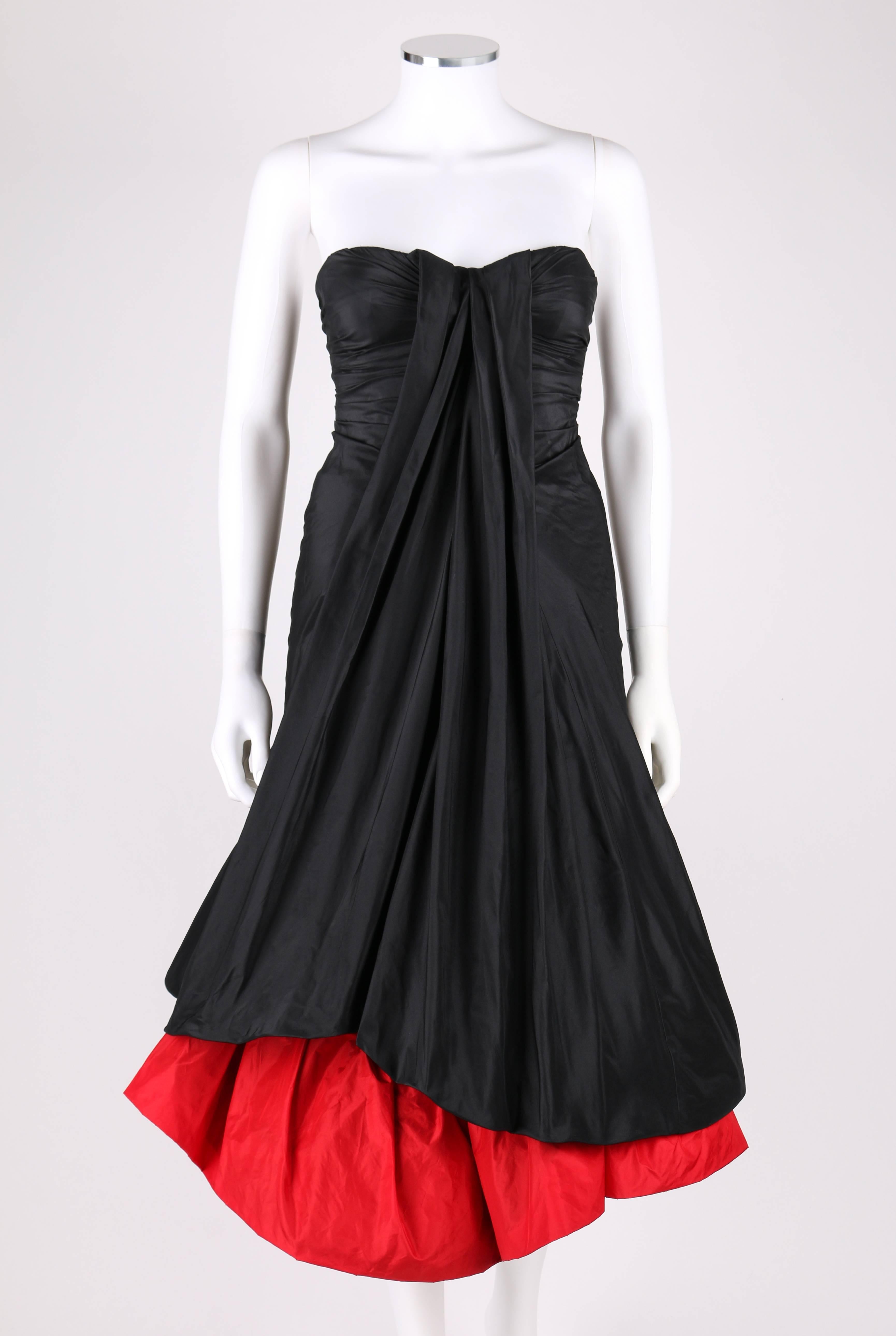 Alexander McQueen Autumn/Winter 2007 black and red silk taffeta strapless evening dress from 