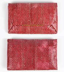 LANVIN "Mai Tai" Red Genuine Python Snakeskin Envelope Clutch Handbag Purse