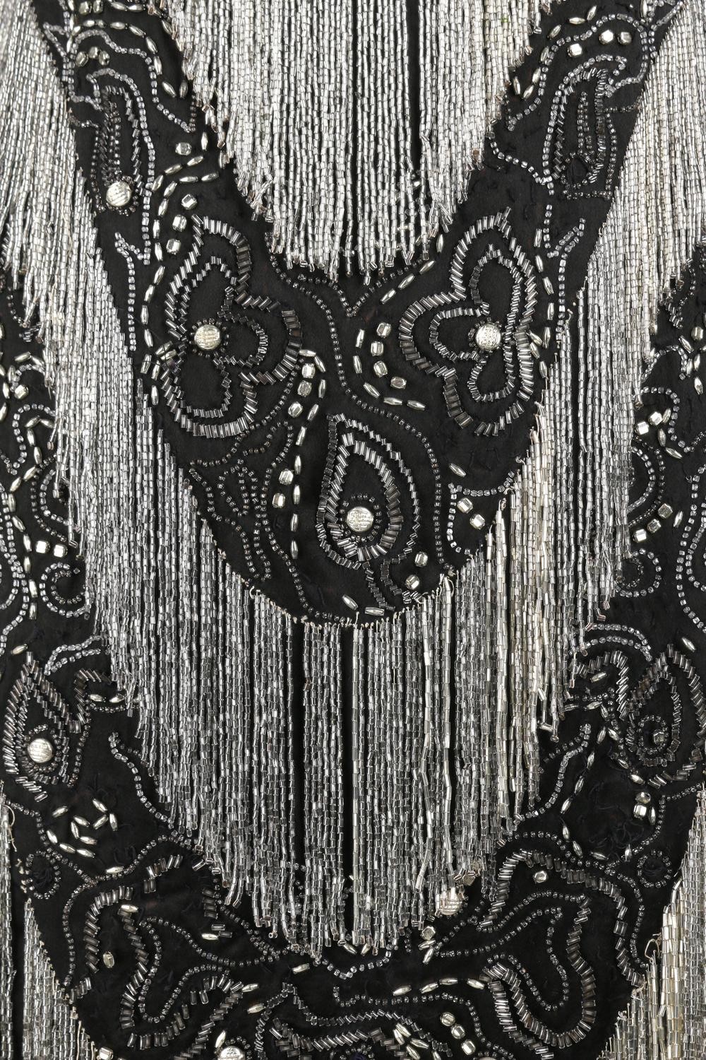 1920s Black & Green Beaded Silk Flapper