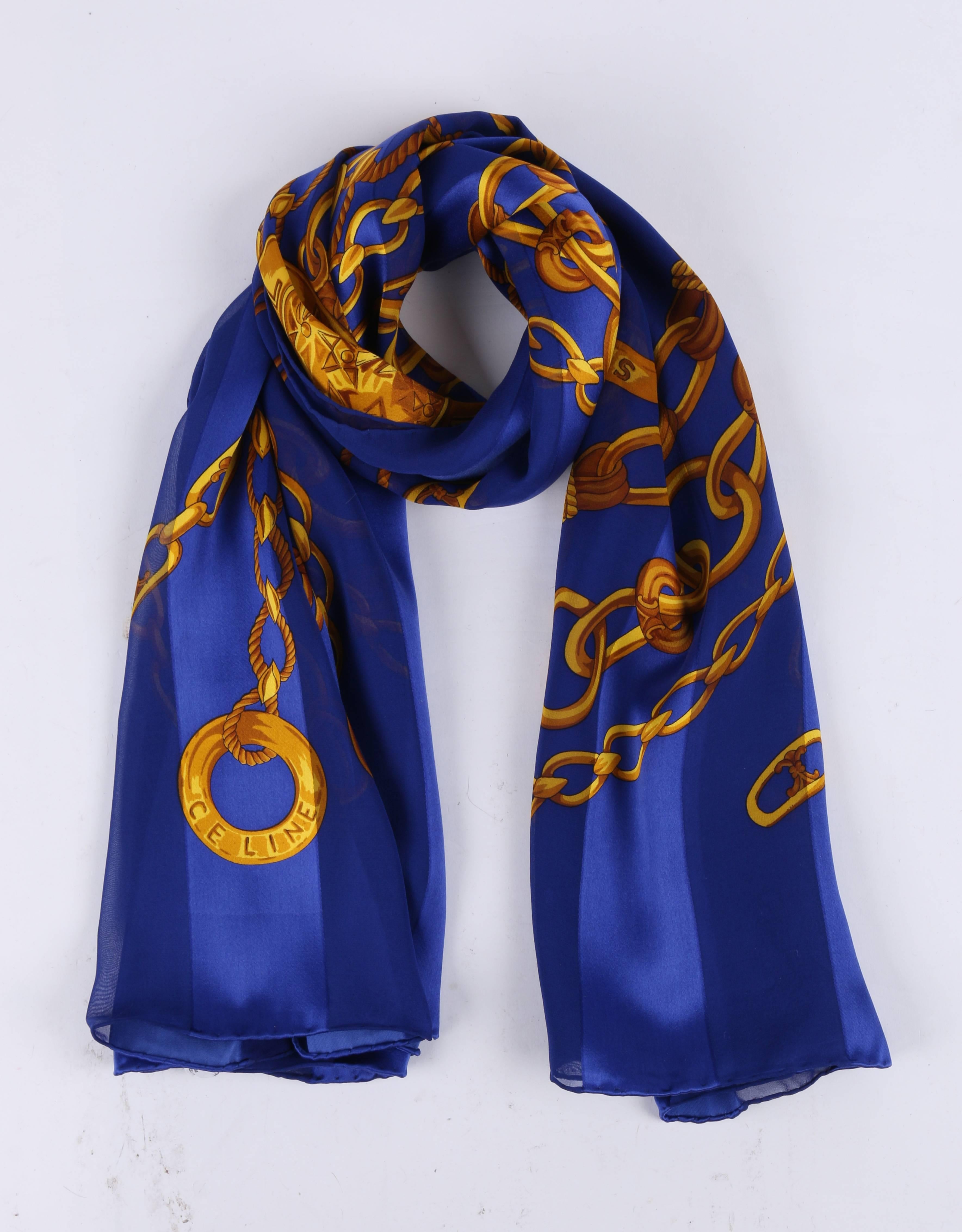 blue and gold silk scarf