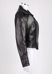 JEAN CLAUDE JITROIS c.1980s Midnight Blue Black Leather Silver Chain Mesh Jacket