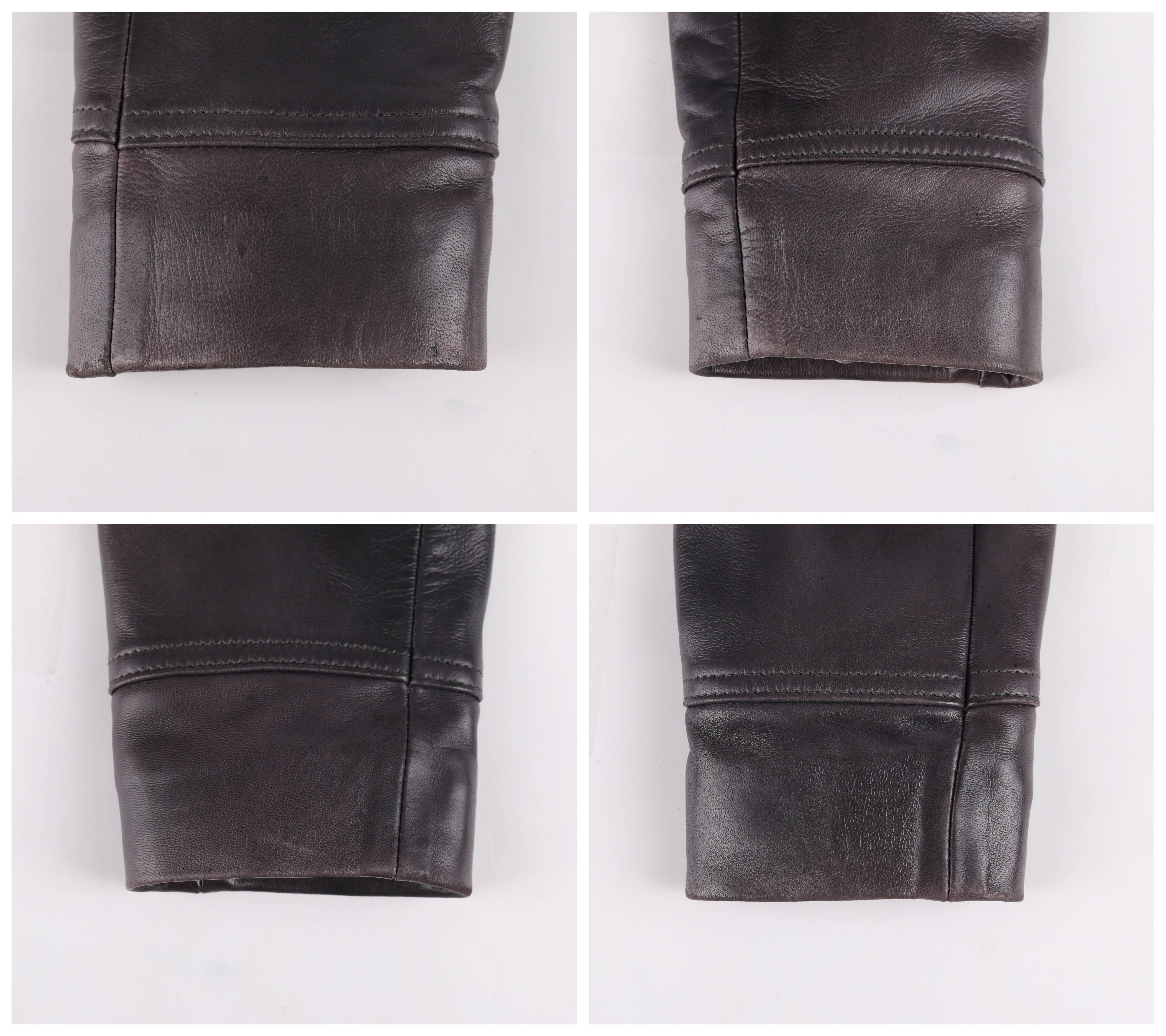 JEAN CLAUDE JITROIS c.1980s Midnight Blue Black Leather Silver Chain Mesh Jacket 1