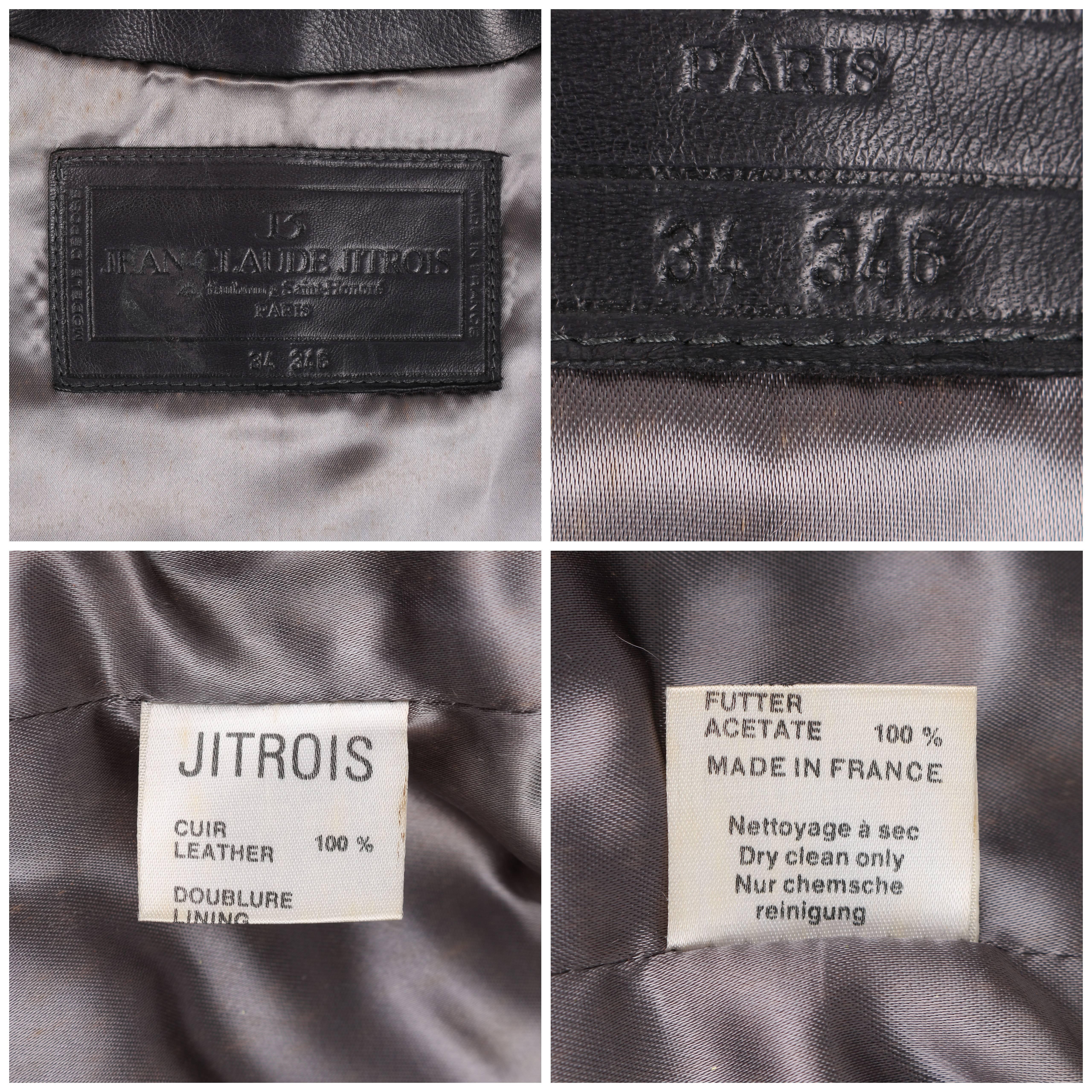 JEAN CLAUDE JITROIS c.1980s Midnight Blue Black Leather Silver Chain Mesh Jacket 2