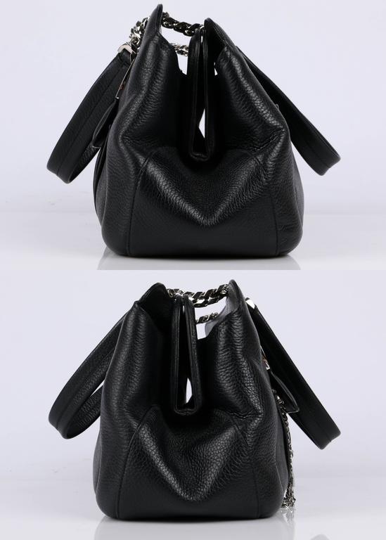 CARTIER Black Textured Leather La Dona Chain Link Satchel Bag Handbag ...
