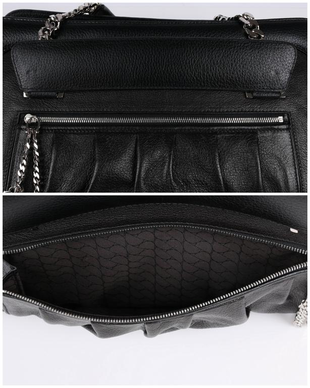 CARTIER Black Textured Leather La Dona Chain Link Satchel Bag Handbag ...