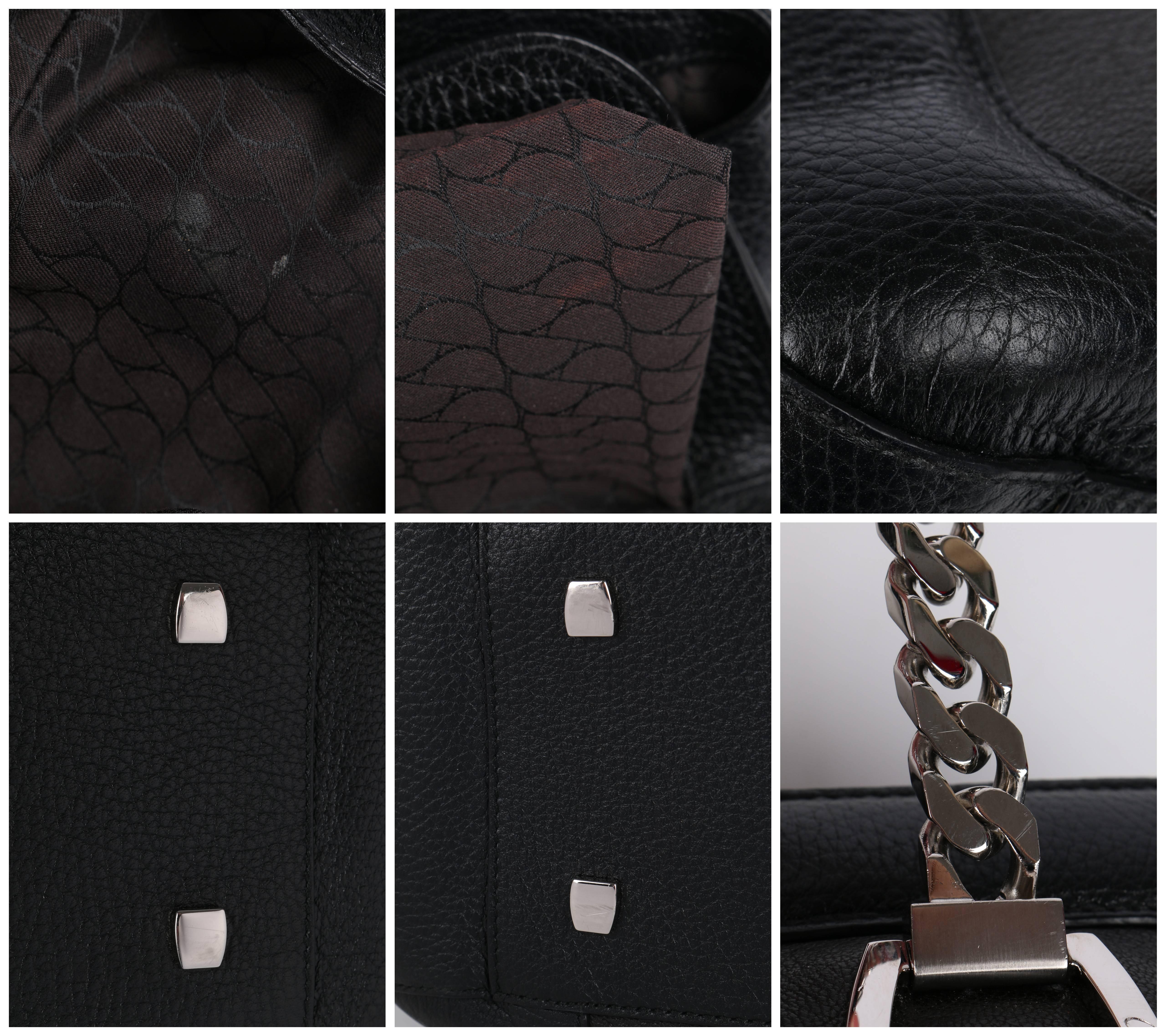 CARTIER Black Textured Leather La Dona Chain Link Satchel Bag Handbag Purse 6