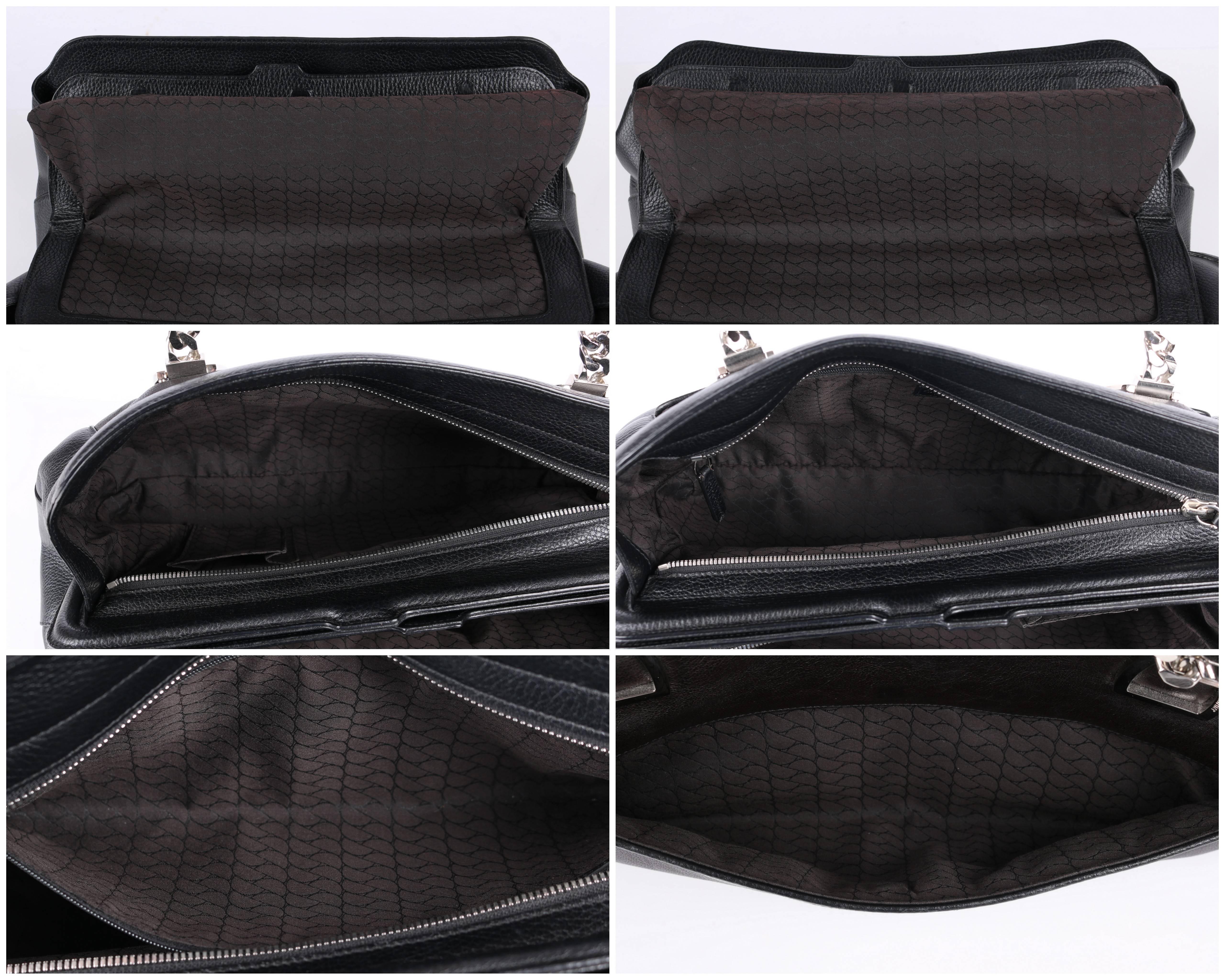 CARTIER Black Textured Leather La Dona Chain Link Satchel Bag Handbag Purse 3