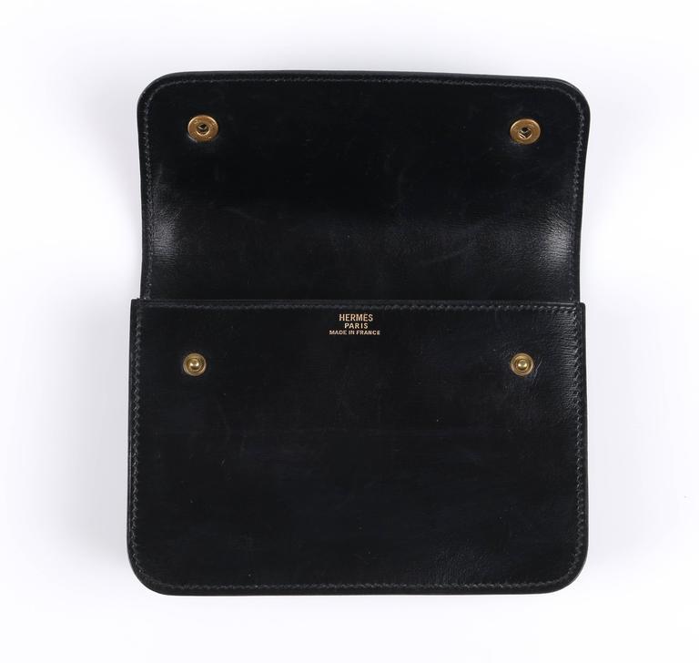 HERMES c.1985 Black Calf Skin Leather Tie Belt Waist Bag With Box at ...