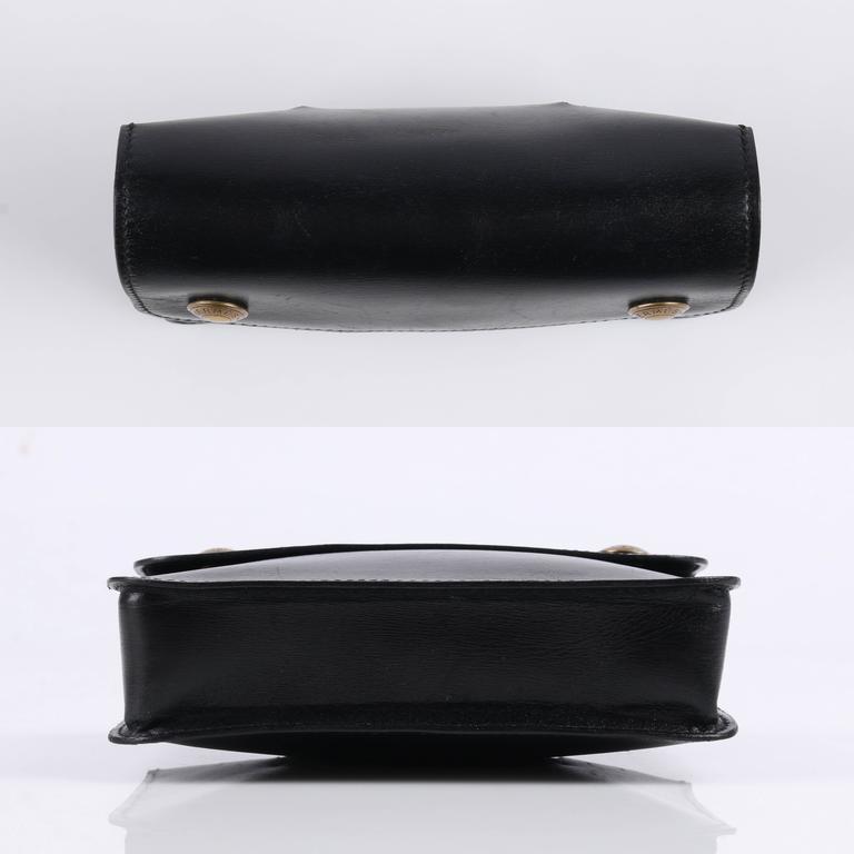 HERMES c.1985 Black Calf Skin Leather Tie Belt Waist Bag With Box at