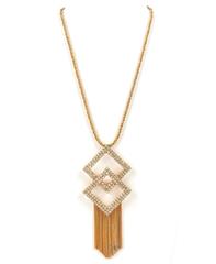 HOBE c.1960's Oro Diamante Cristal Borlas Colgante Cadena Cuerda Collar Firmado