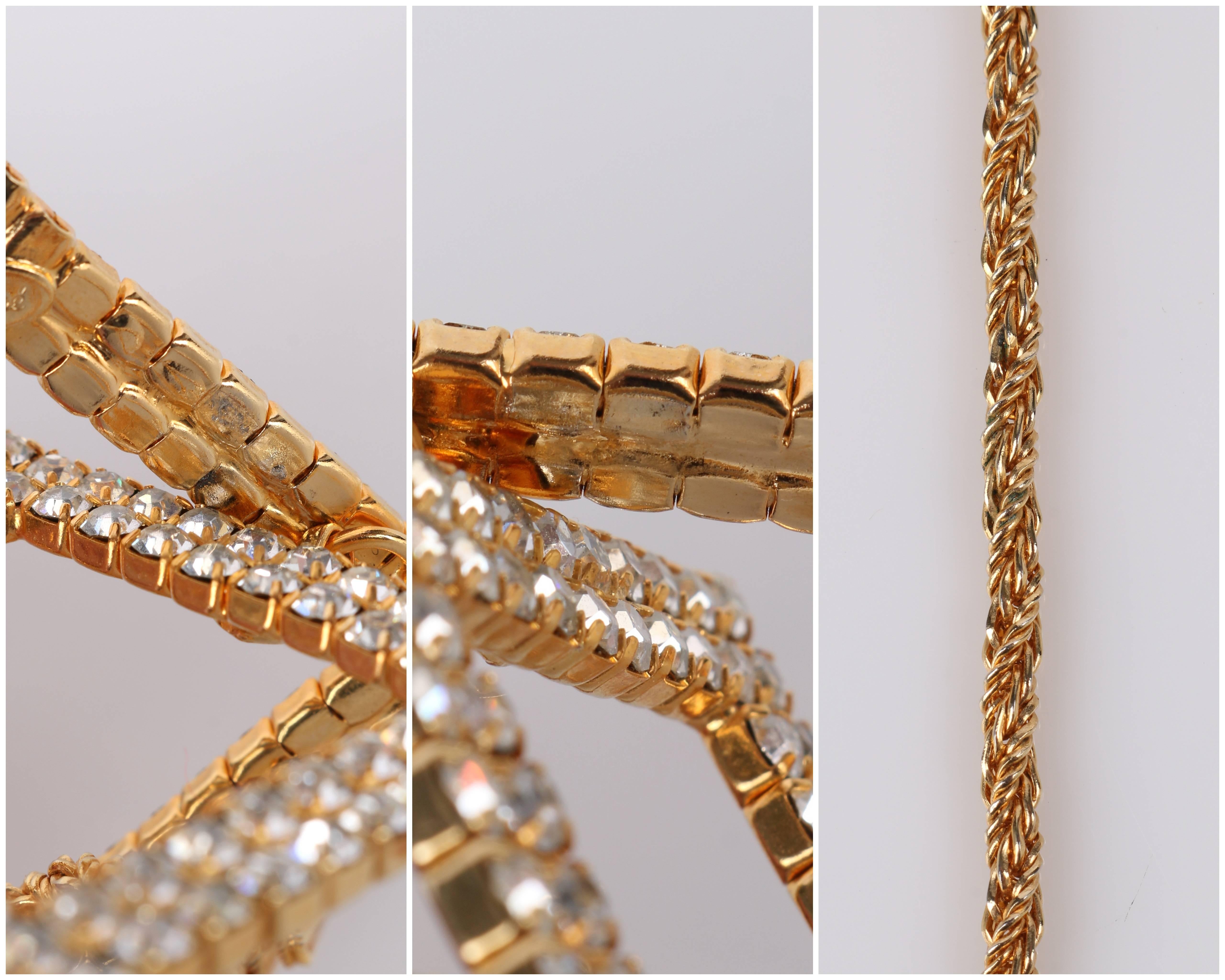 HOBE c.1960's Gold Diamant Kristall Quasten Anhänger Seil Kette Halskette Signiert im Angebot 6