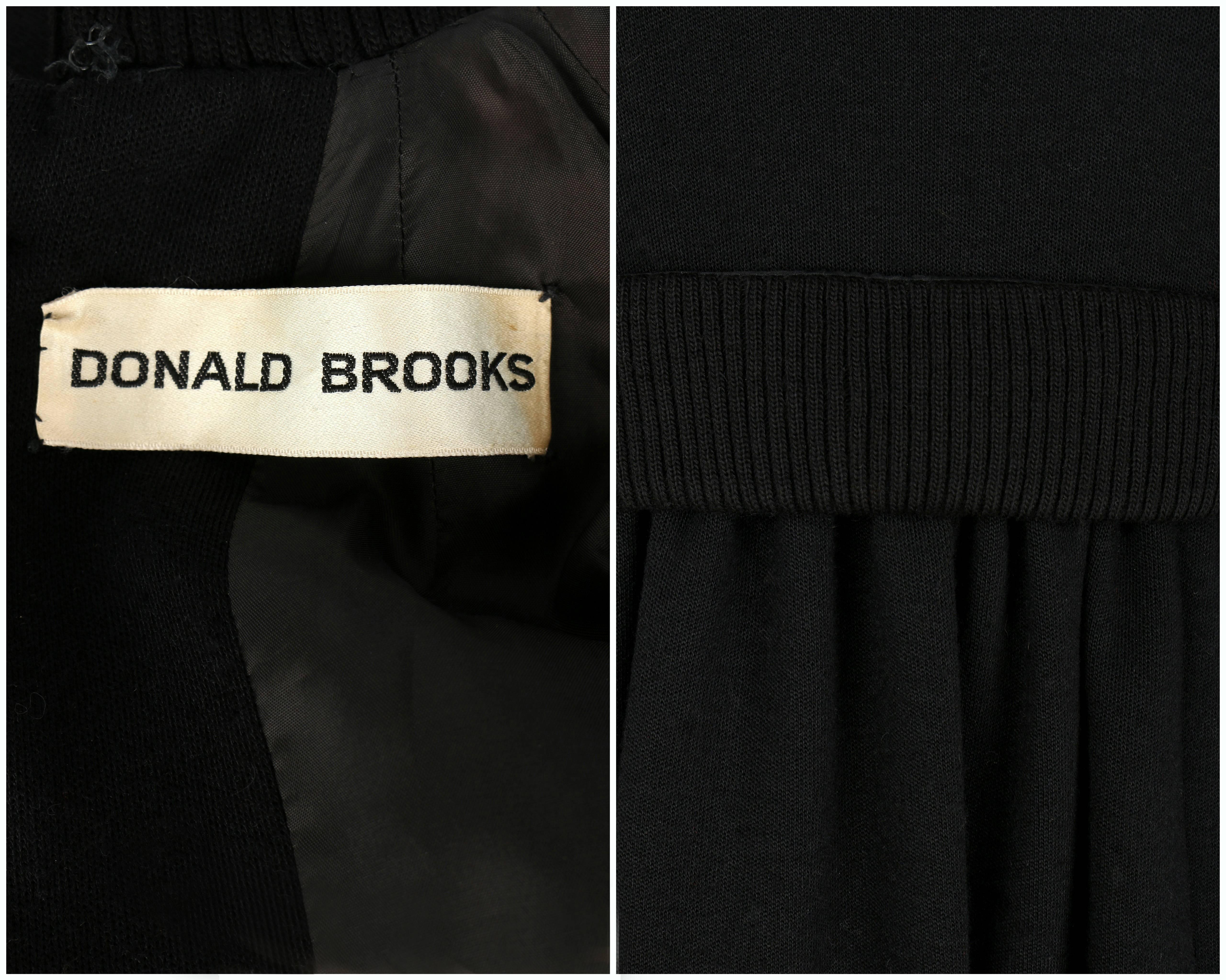 DONALD BROOKS c.1960's Black Mod Ribbed Mock Neck Button Up Belted Coat Dress 6