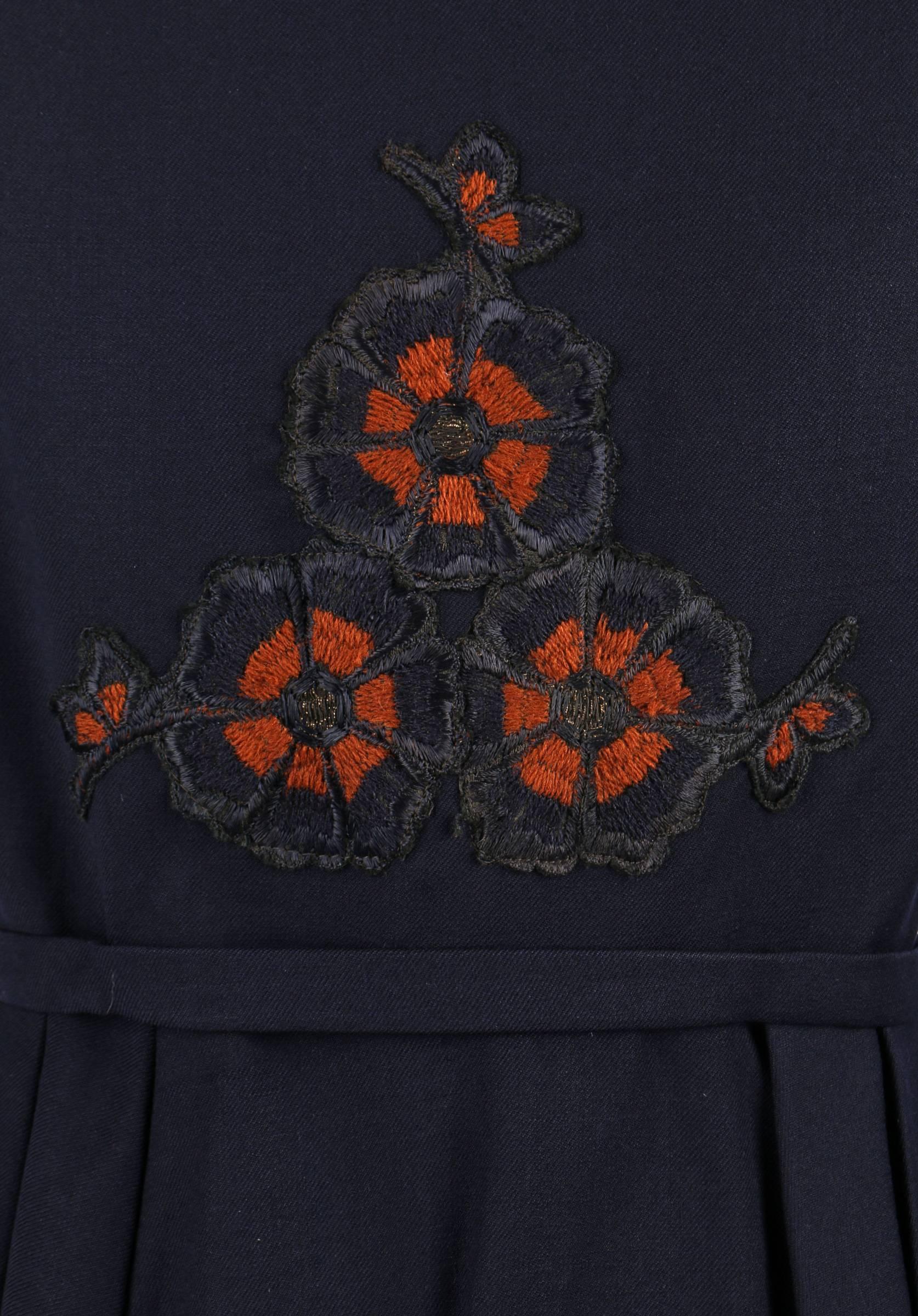 EDWARDIAN c.1910's WWI Navy Blue Wool Floral Embroidered Pleated Peplum Jacket 3