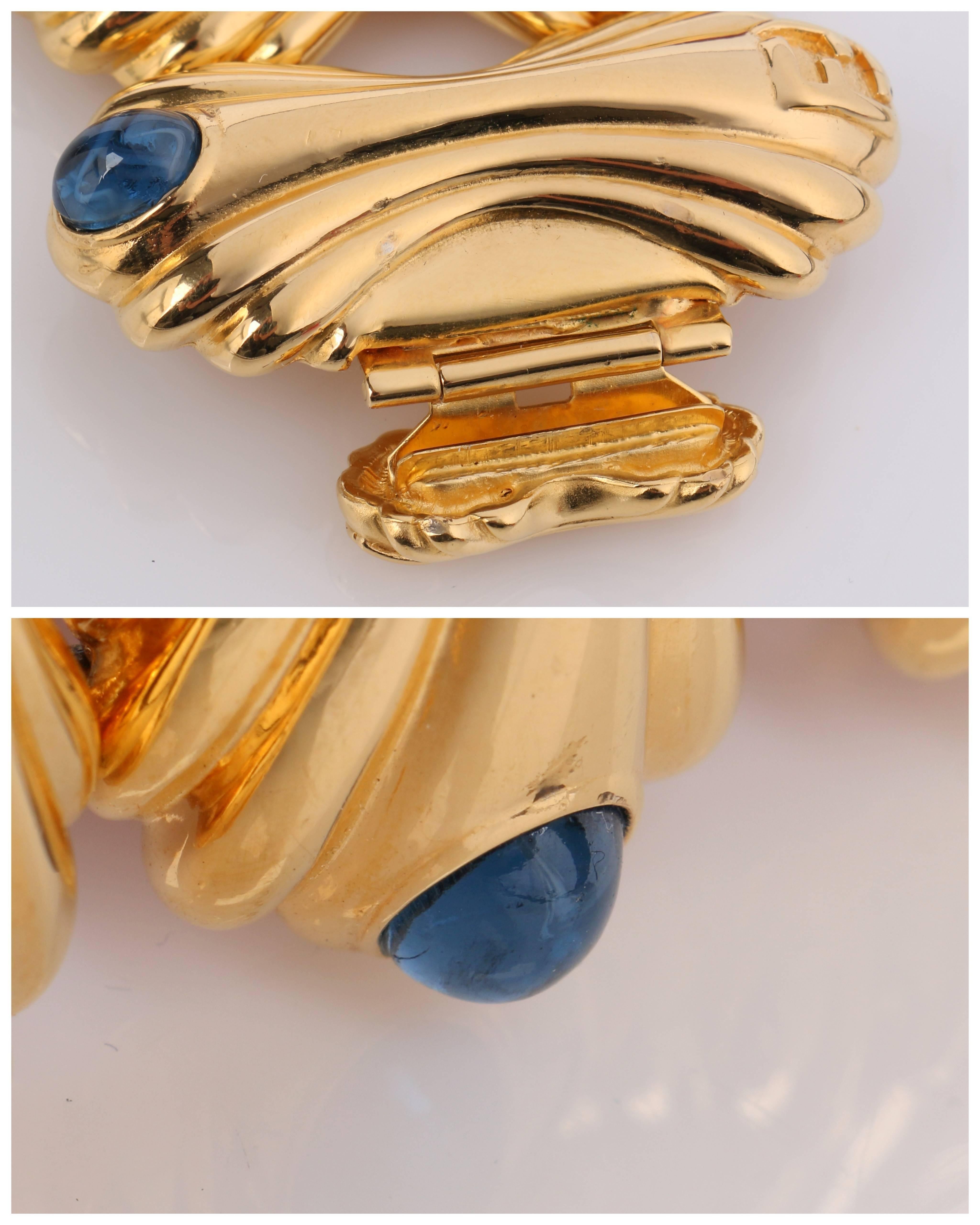 FENDI c.1980's Gold Statement Glass Cabochon Demi Parue Earring Bracelet Set 2
