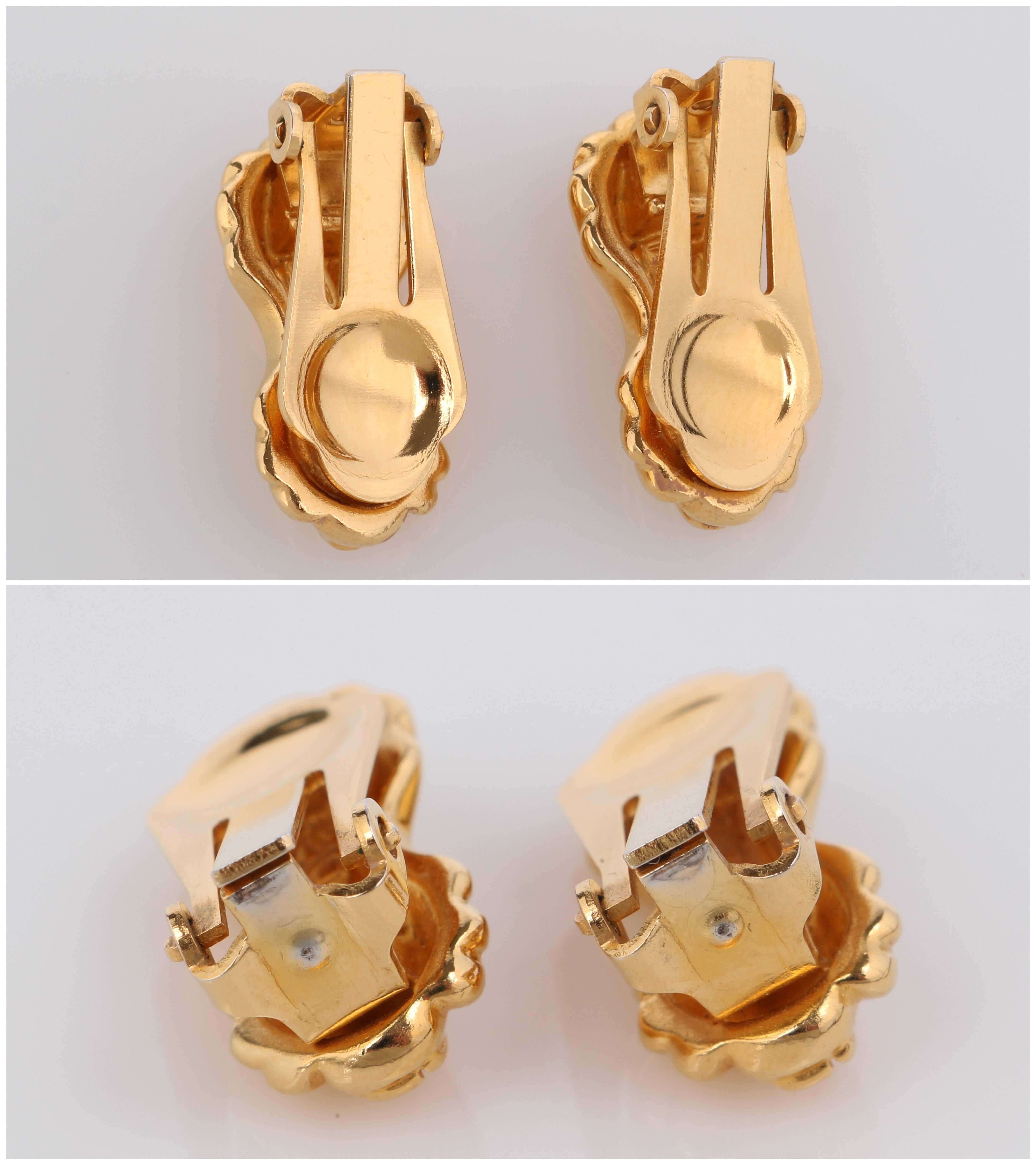 Women's FENDI c.1980's Gold Statement Glass Cabochon Demi Parue Earring Bracelet Set