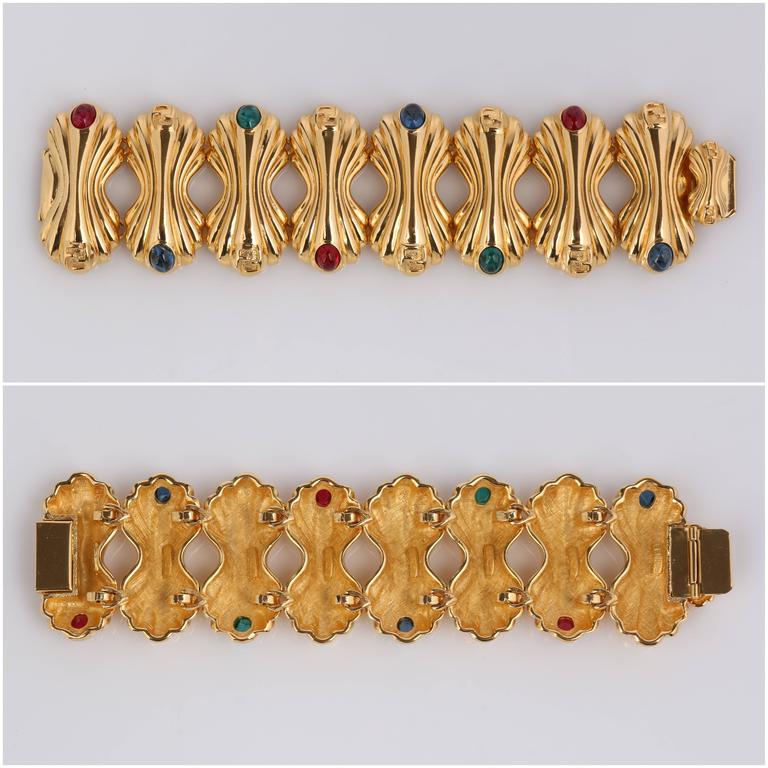 Fendi C 1980 S Gold Statement Glass Cabochon Demi Parue Earring Bracelet Set At 1stdibs 1stdibs