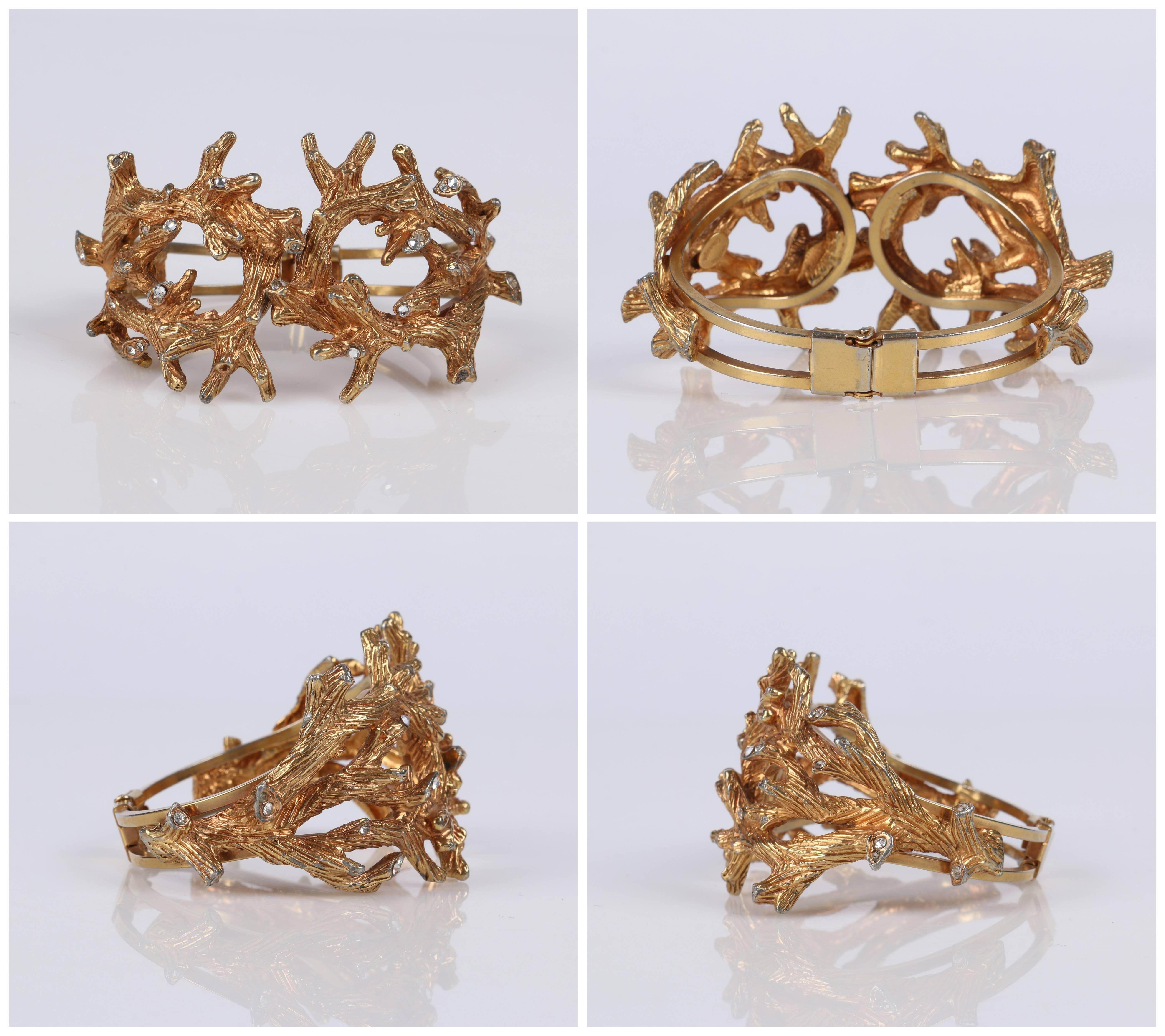 HATTIE CARNEGIE A.I.C C. Boucles d'oreilles Branch en cristal doré Collier Bracelet Parure en vente 4