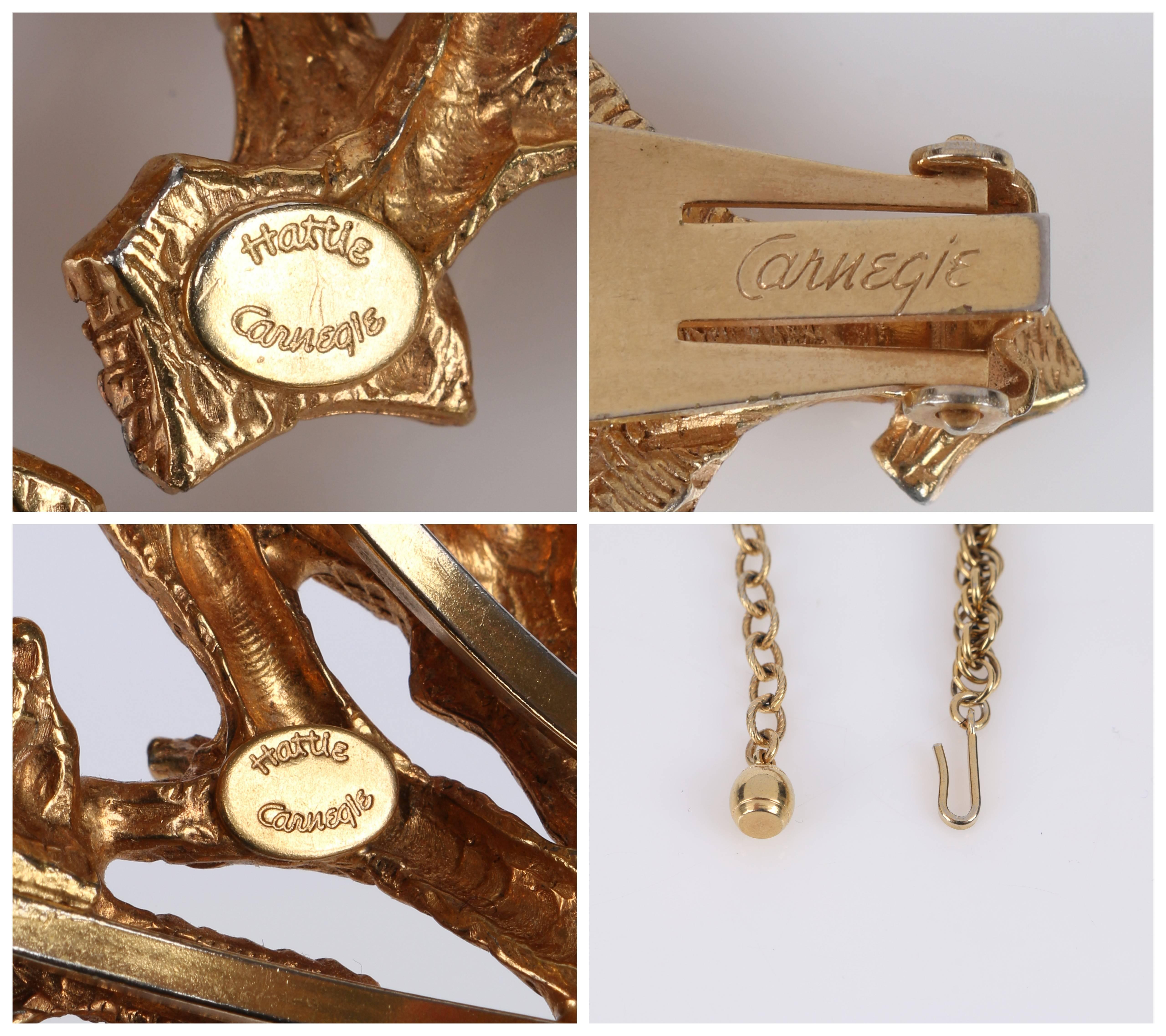 HATTIE CARNEGIE A.I.C C. Boucles d'oreilles Branch en cristal doré Collier Bracelet Parure en vente 1
