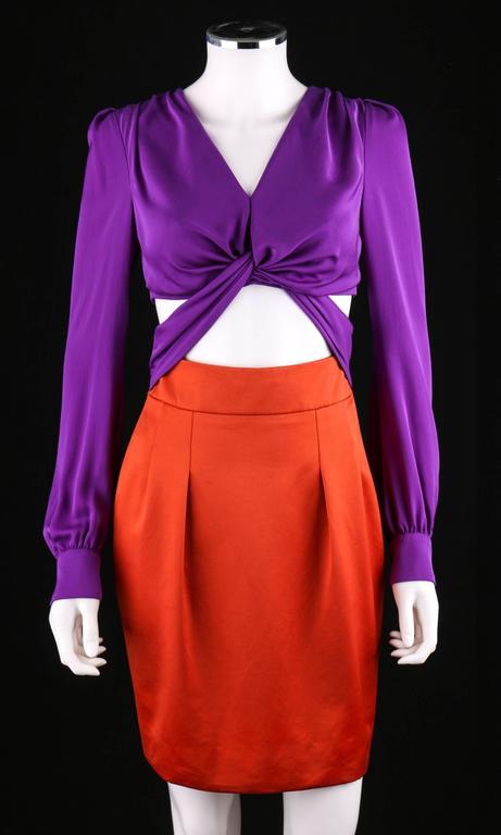 purple color block dress