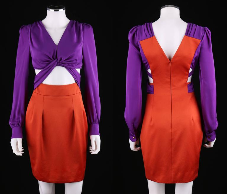 gucci purple orange dress Vintage Gucci Spring 2011 Orange & Purple Color -block Dress