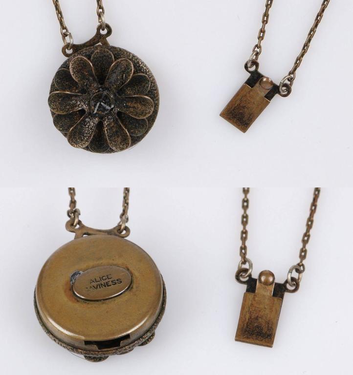 ALICE CAVINESS c.1940's Bronze Red Confetti Bead Double Chain Necklace