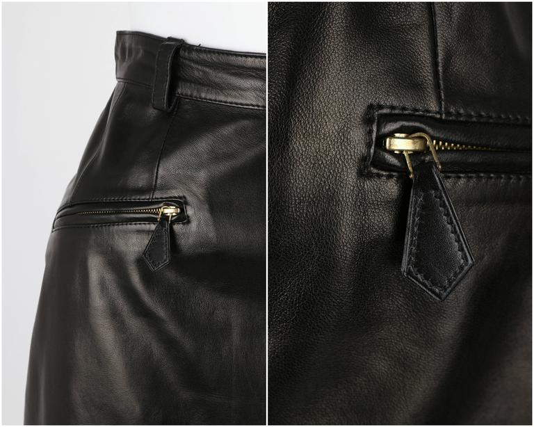 Jupe Crayon En Cuir D'agneau Noir Alexandre Vauthier - Taille 4 (36), Neuf Sans étiquettes