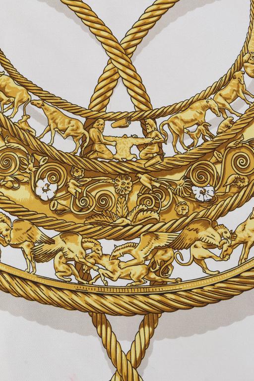 HERMES c.1975 Rybal "Les Cavaliers D'or" Gold Chain Scythian Art 100%