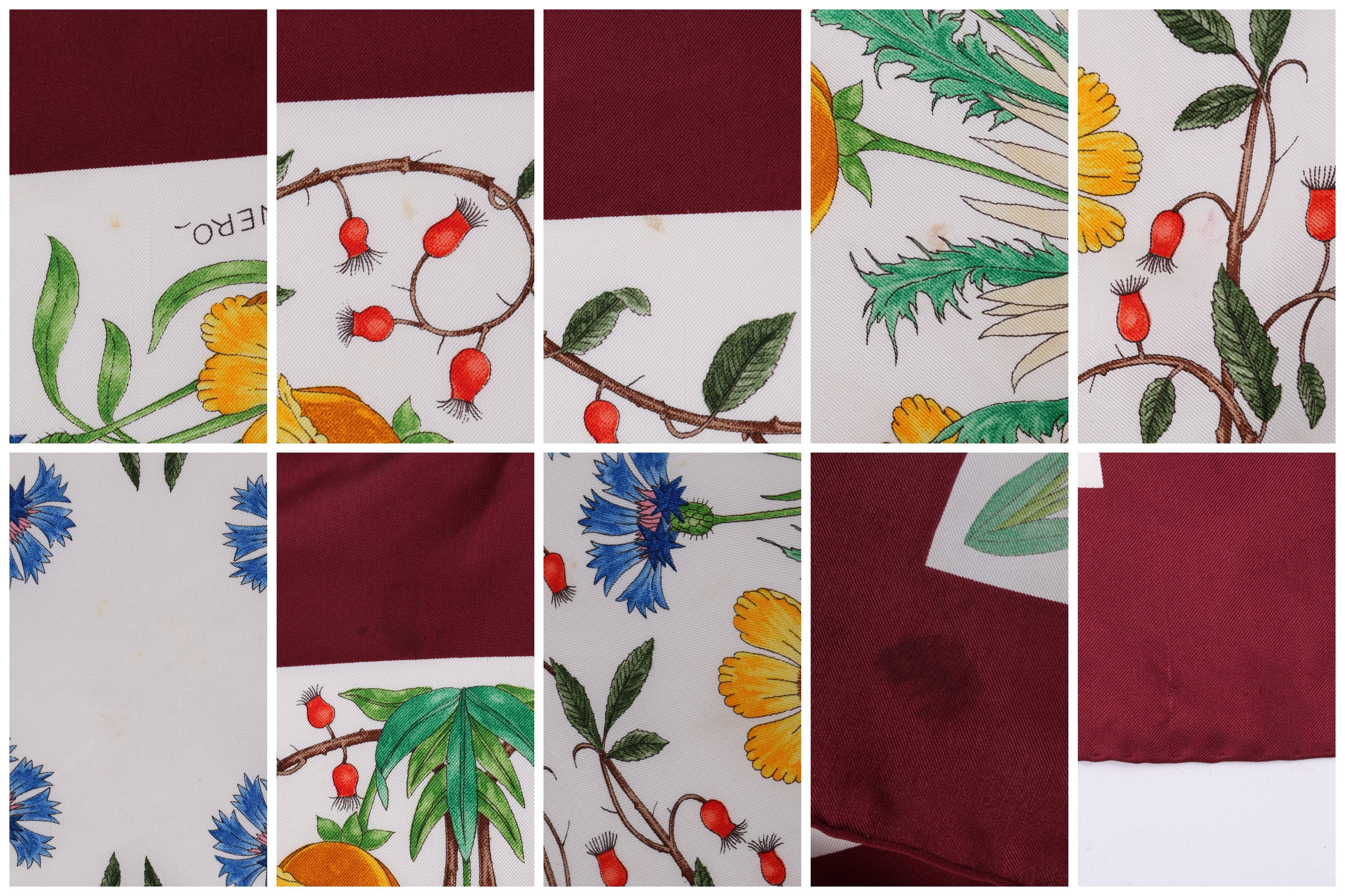 GUCCI c.1970's V. Accornero Multicolor Symmetrical Floral Print 100% Silk Scarf 4