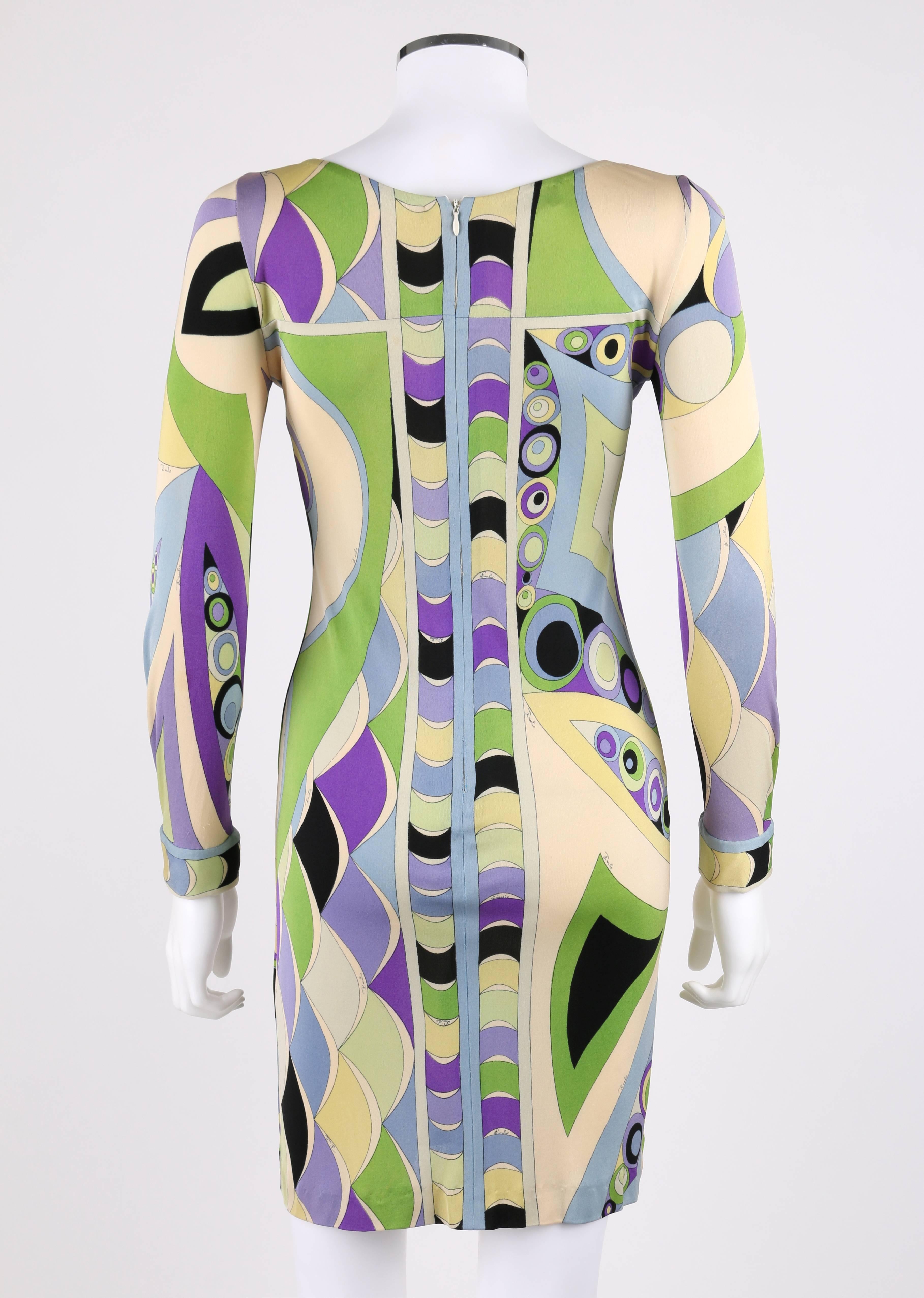 EMILIO PUCCI Robe fourreau à imprimé signature «ppola e Toppo » avec ceinture, circa années 1960 Bon état - En vente à Thiensville, WI