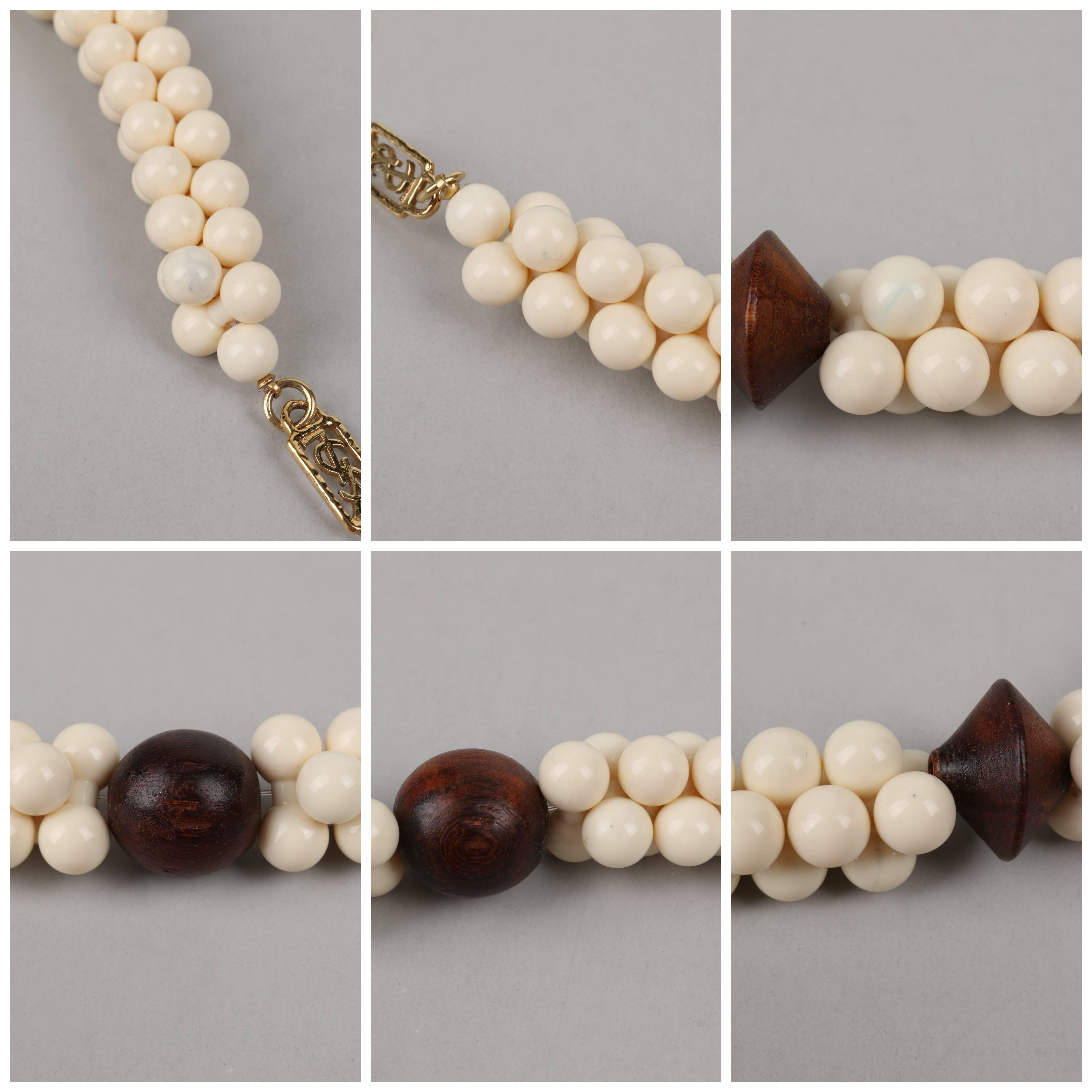 YVES SAINT LAURENT c.1967 African Collection Wood Ivory Resin Bead Necklace YSL 3