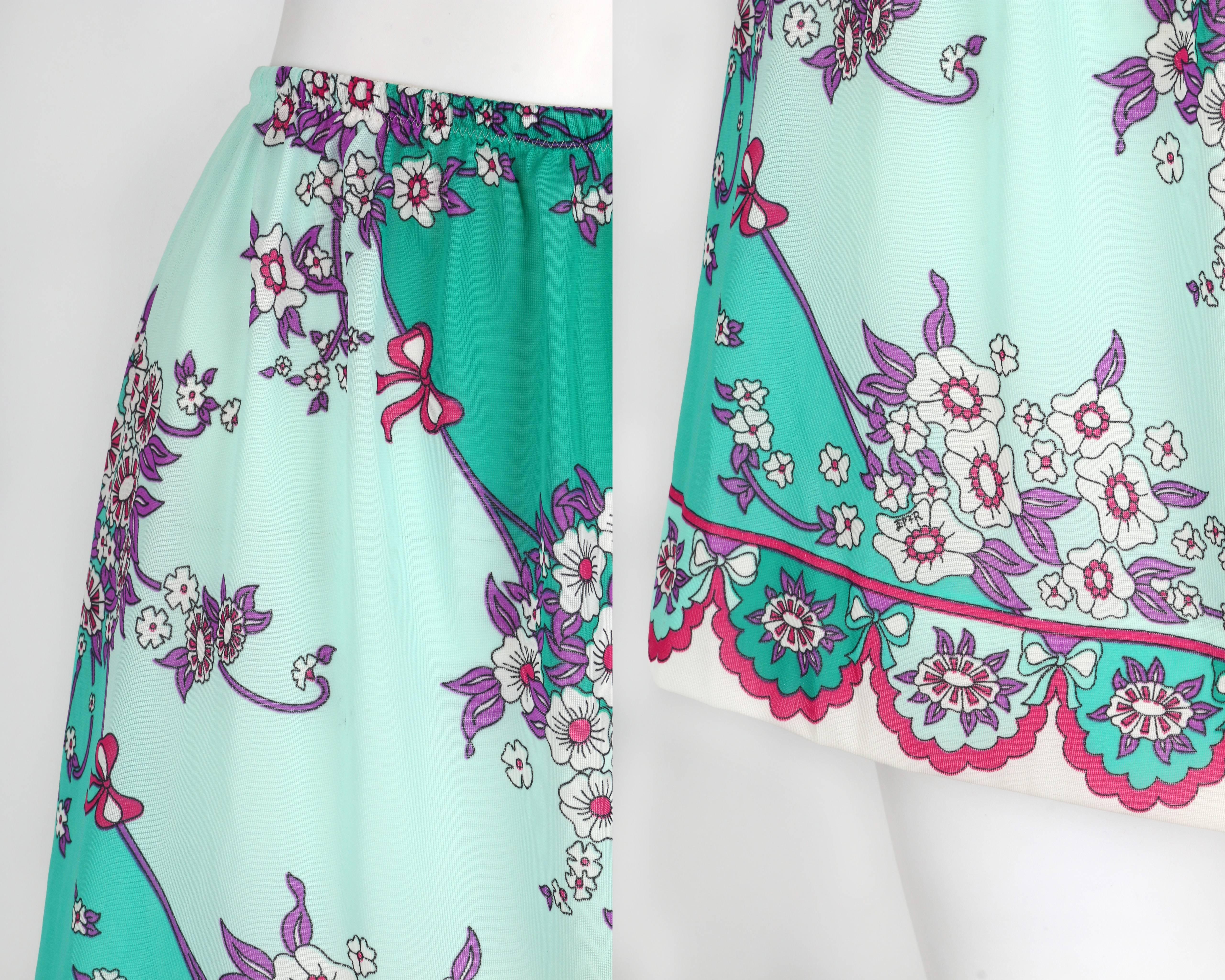 EMILIO PUCCI c.1960's Formfit Rodgers Mint Teal Floral Print Tap Pants Shorts 2