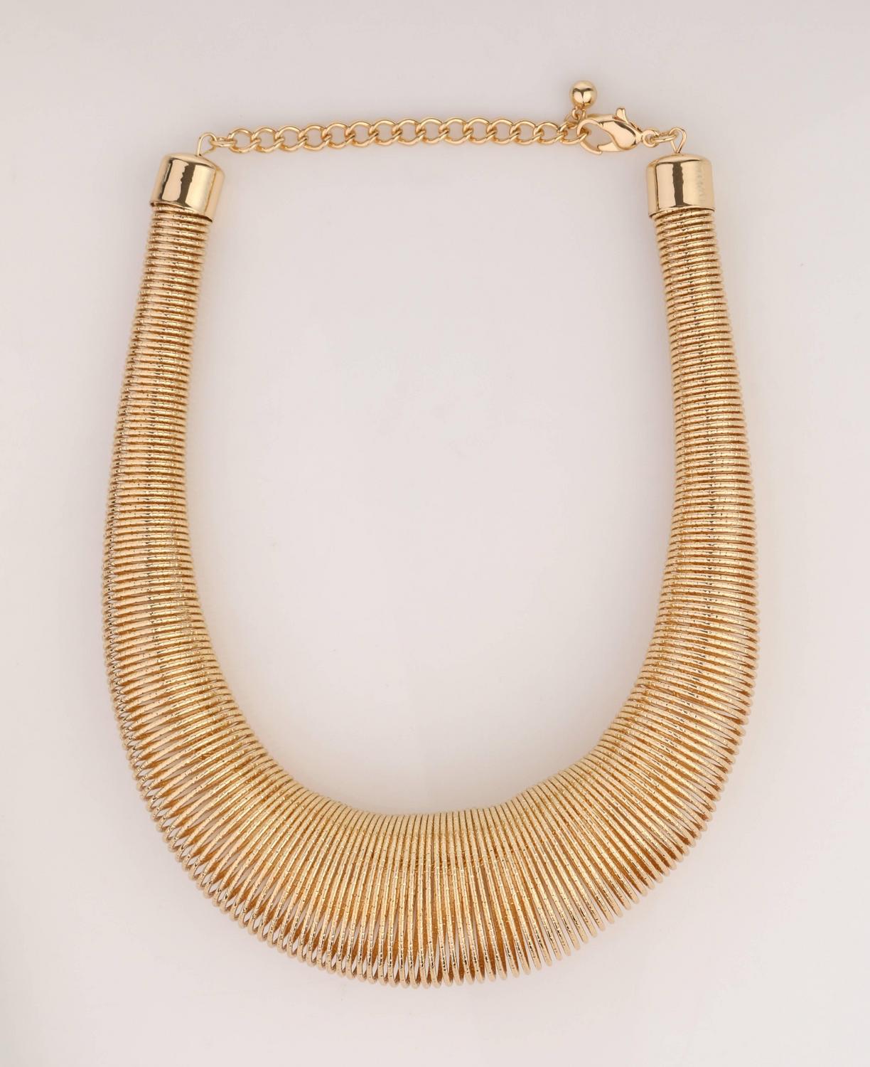 VERSACE c.1980's Ugo Correani Large Gold Coil Spring Statement Necklace