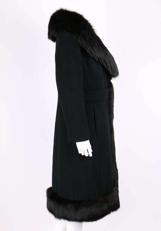 FEMINELLA c.1960's Black Fox Fur Wool Long Princess Coat Jacket at 1stDibs  | feminella coat, feminella clothing