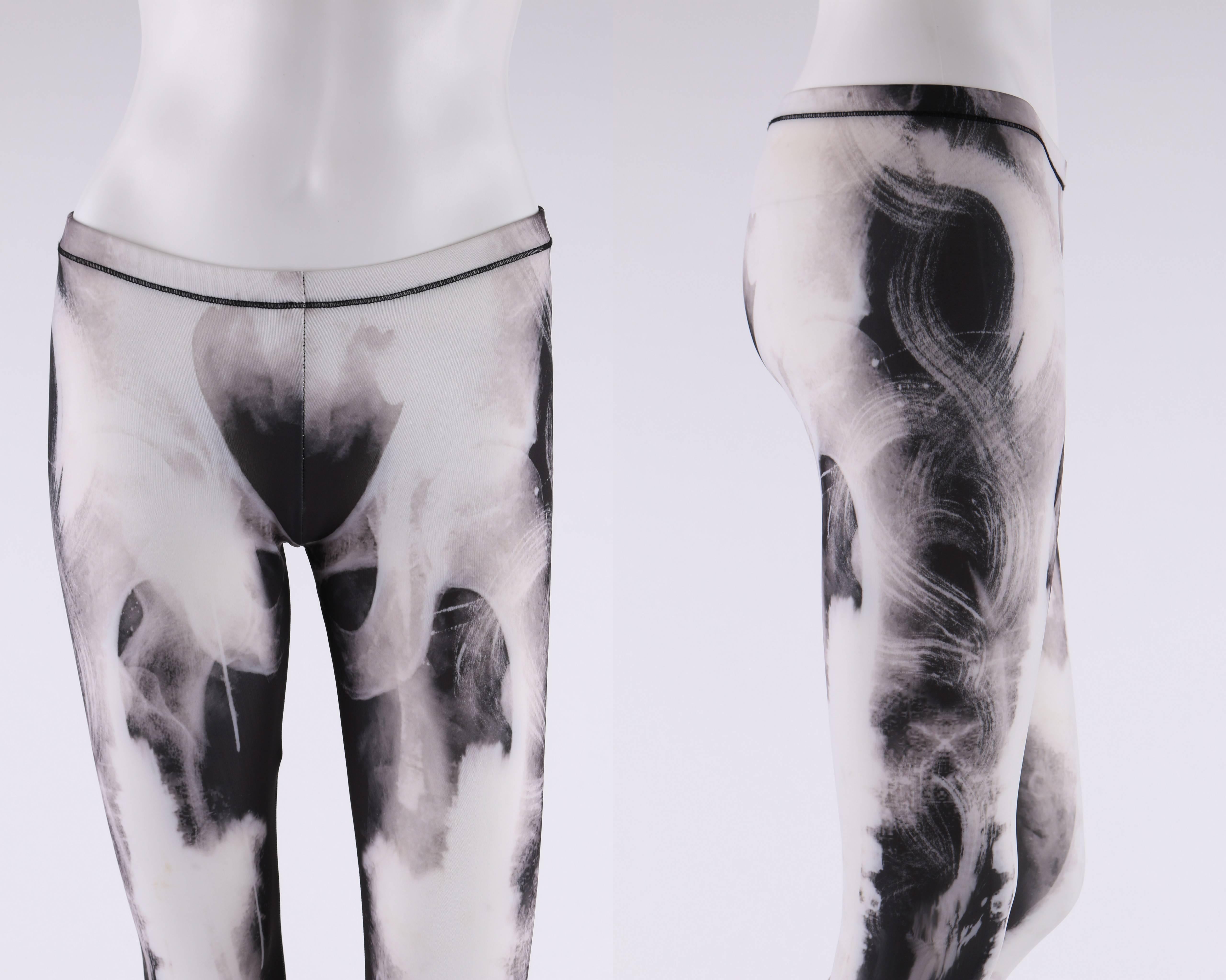 Women's ALEXANDER MCQUEEN McQ c.2012 Black White X Ray Print Skeleton Leggings Pants For Sale