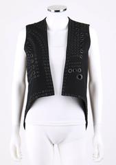 GIVENCHY c.2011 Black Gunmetal Grommet Detail Elongated Coattail Vest Size 36