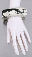 CARA CRONINGER c.2003 Resin Acrylic Black White Sculpted Artwear Cuff Bracelet