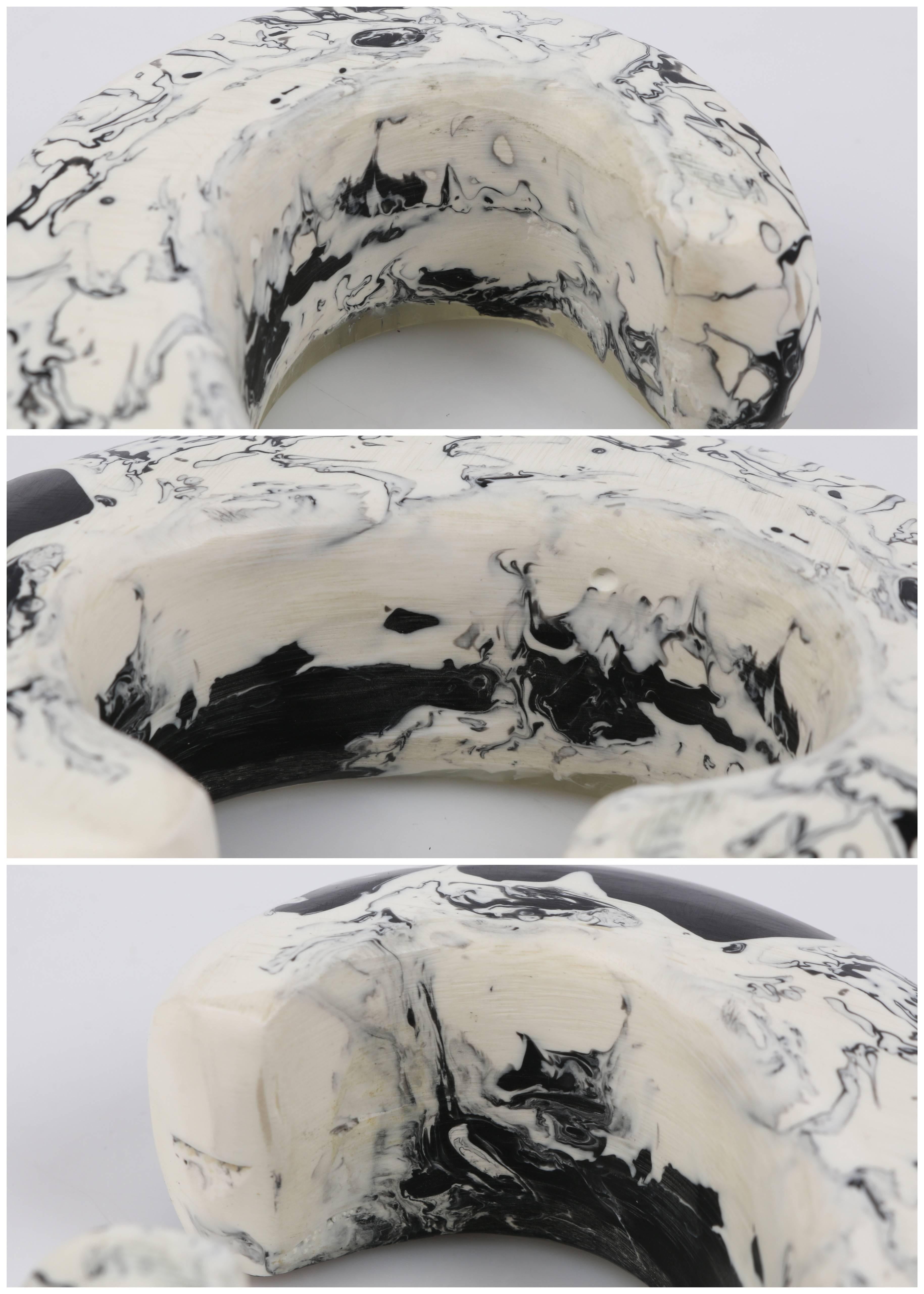 CARA CRONINGER c.2003 Resin Acrylic Black White Sculpted Artwear Cuff Bracelet 4