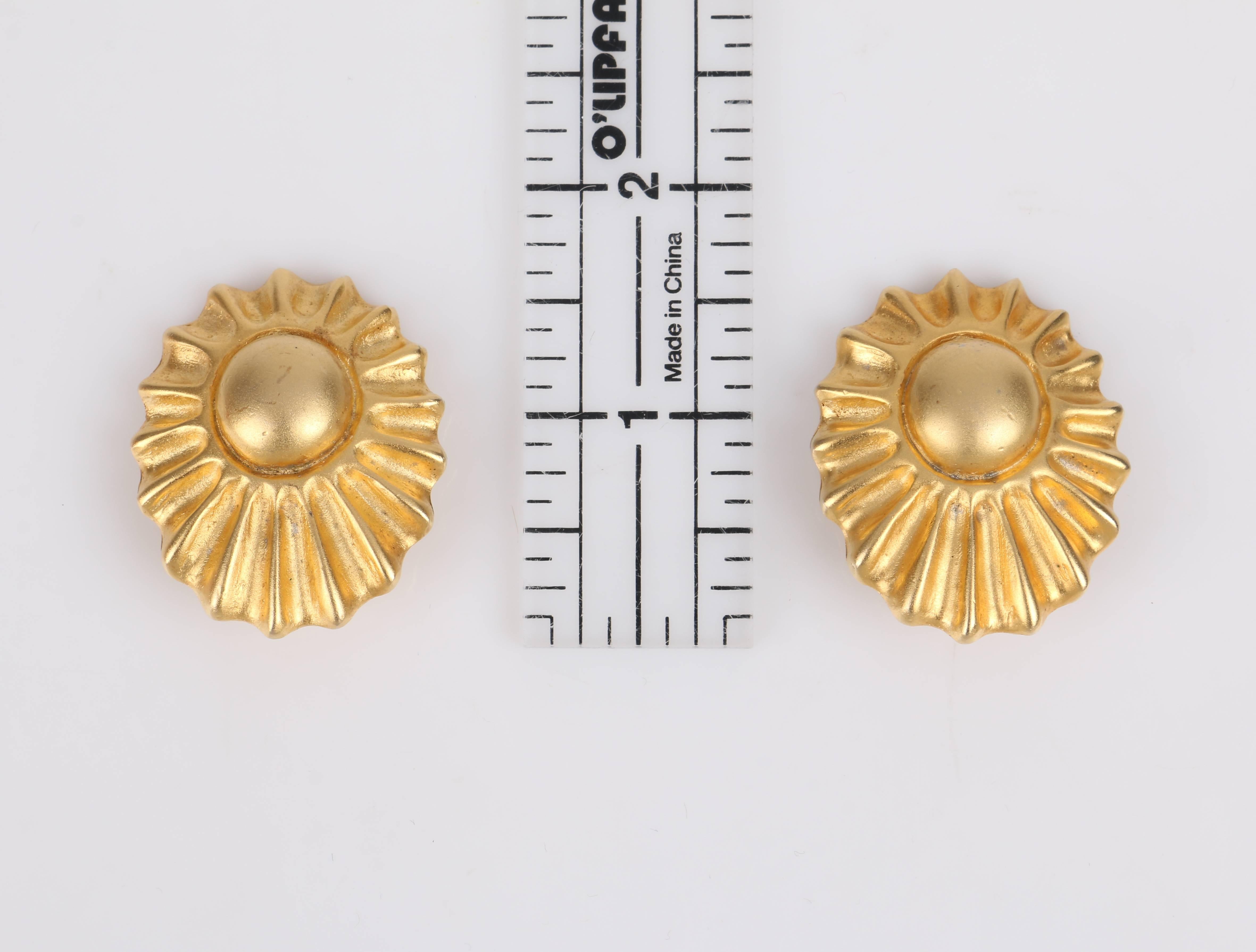 HERMES c.1990's Bijouterie Fantaisie Paris Gold Sun Ray Clip Earrings With Box 5