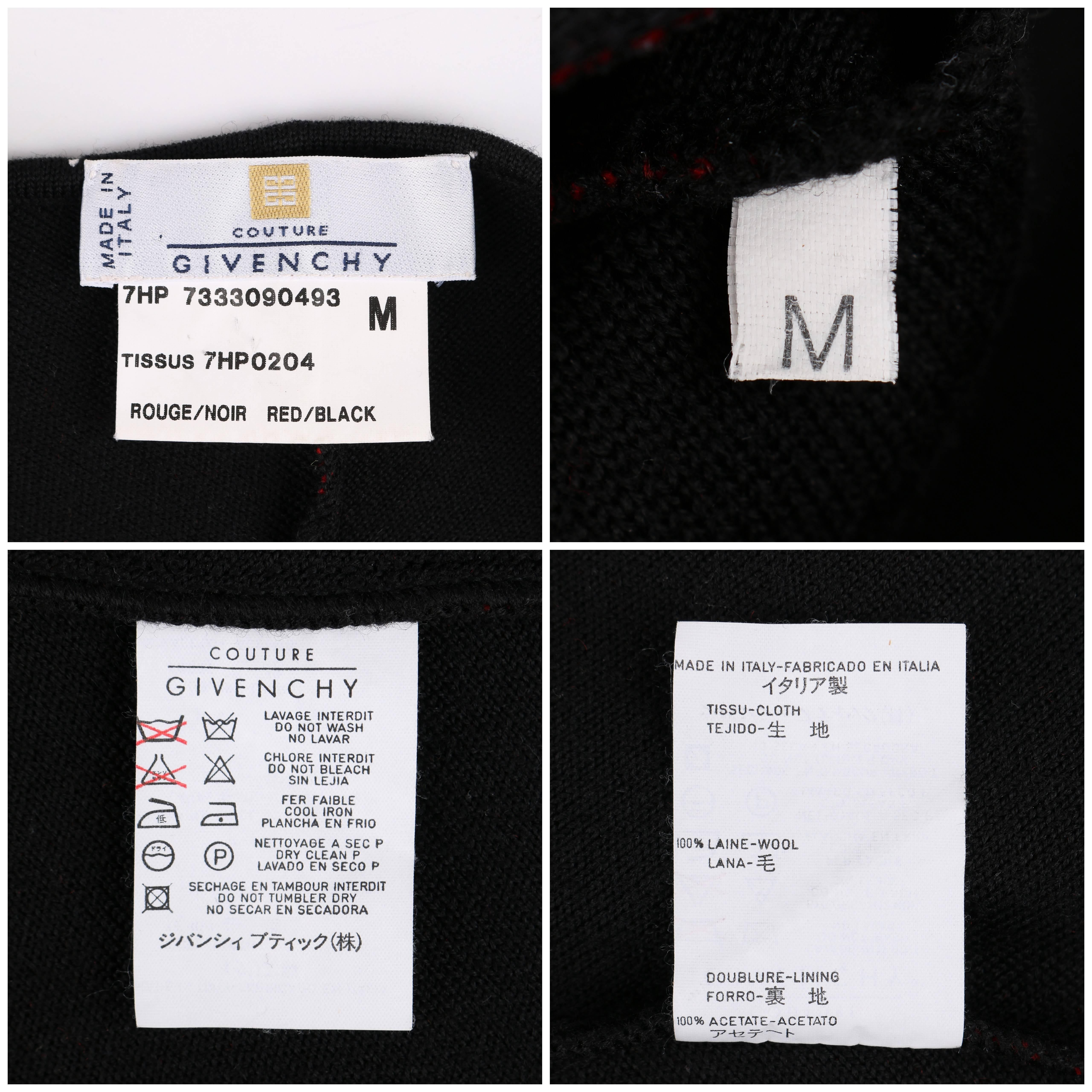 GIVENCHY COUTURE A/W 1998 ALEXANDER McQUEEN Black Red Stripe Wool Knit Blazer  For Sale 2