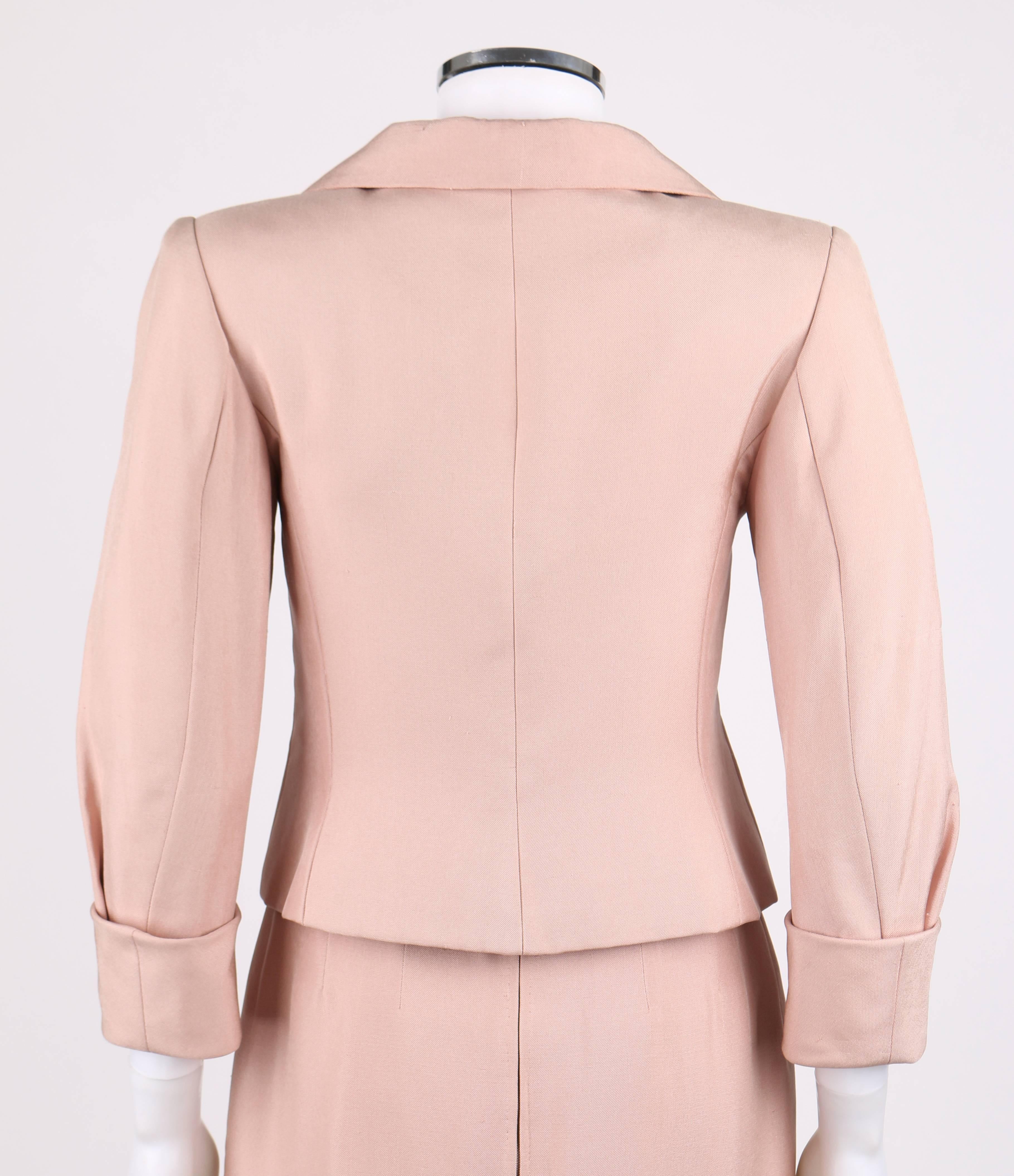 CHRISTIAN DIOR c.1990 Haute Couture 2 Piece Pink 100% Silk Blazer Skirt ...