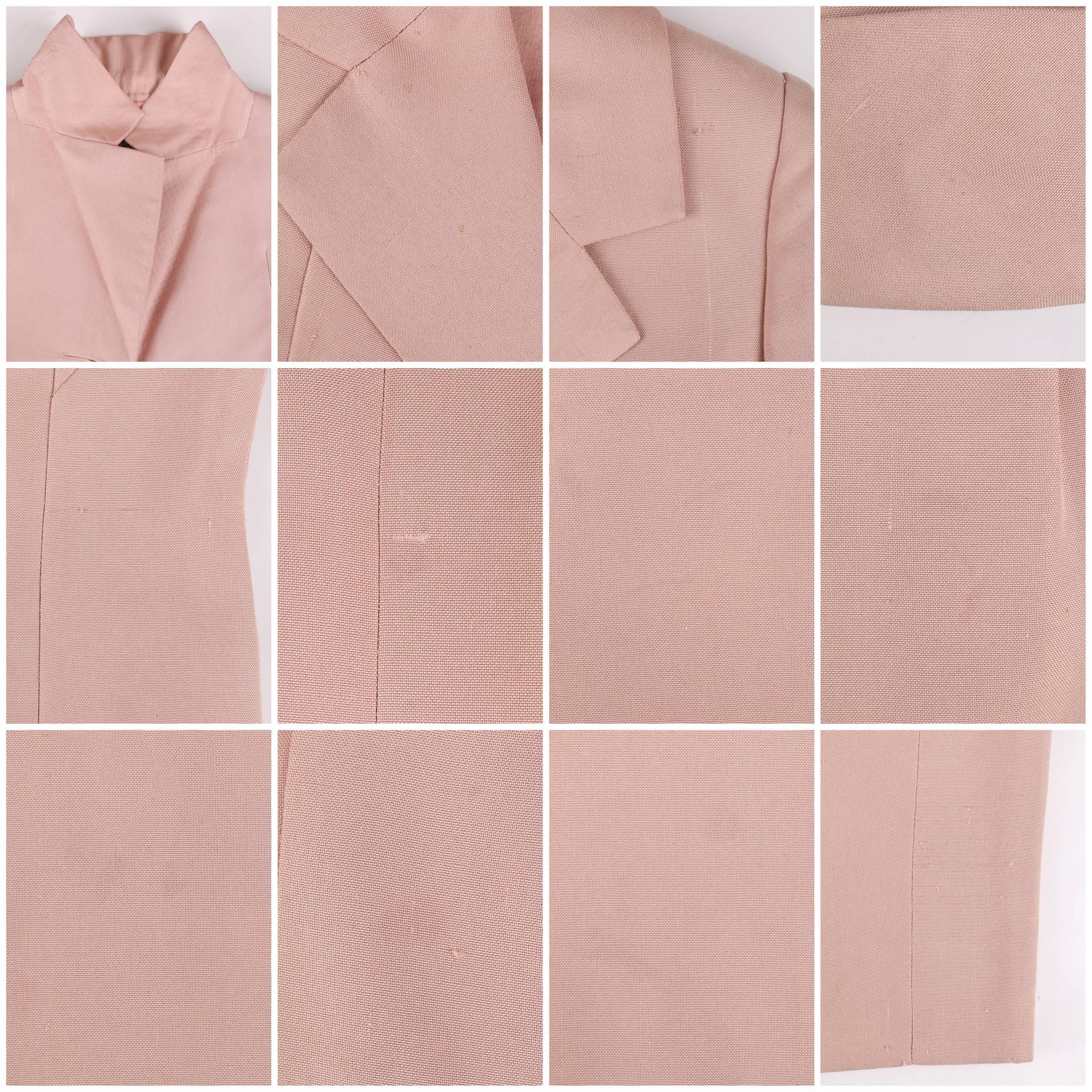 CHRISTIAN DIOR c.1990 Haute Couture 2 Piece Pink 100% Silk Blazer Skirt Suit Set 2