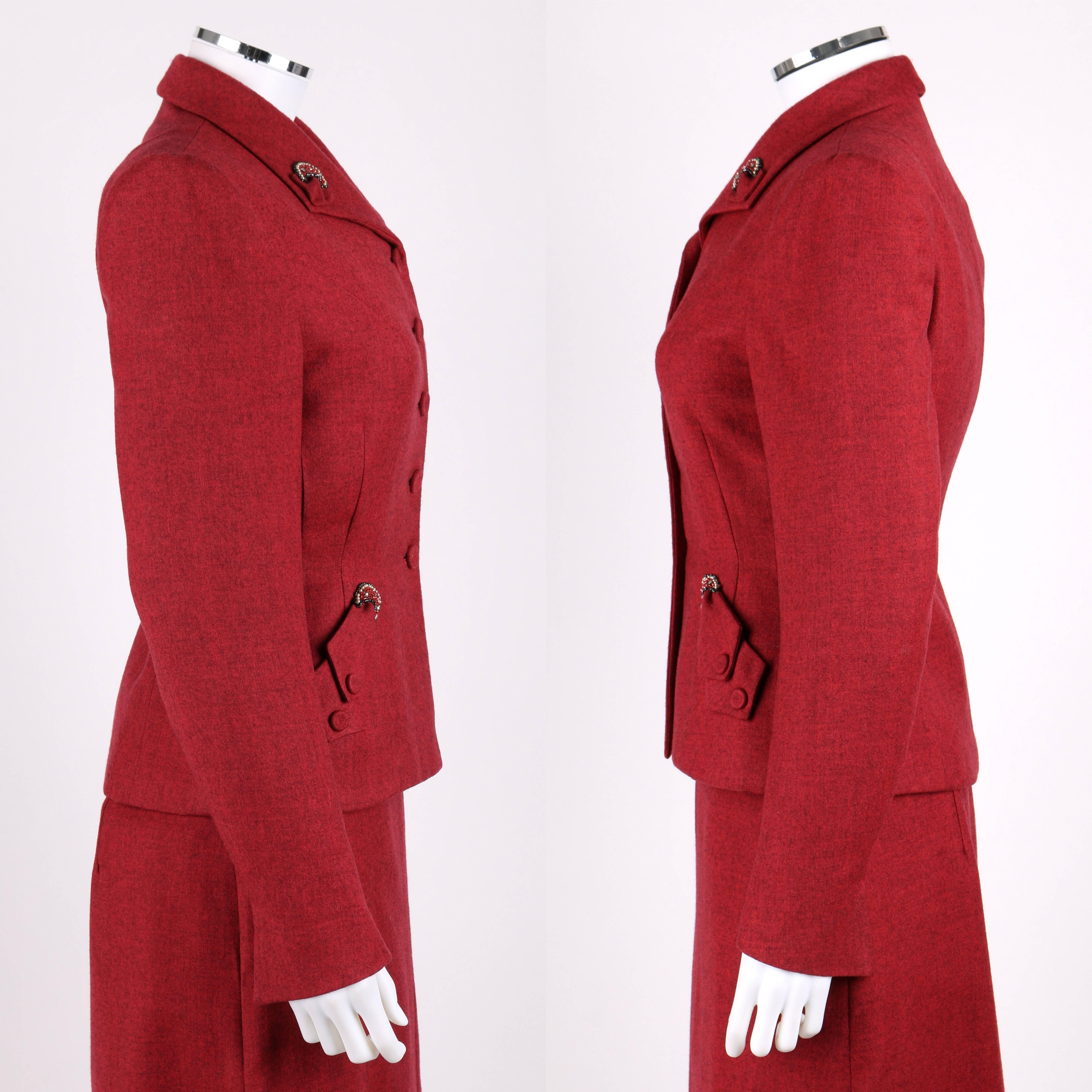 red wool suit